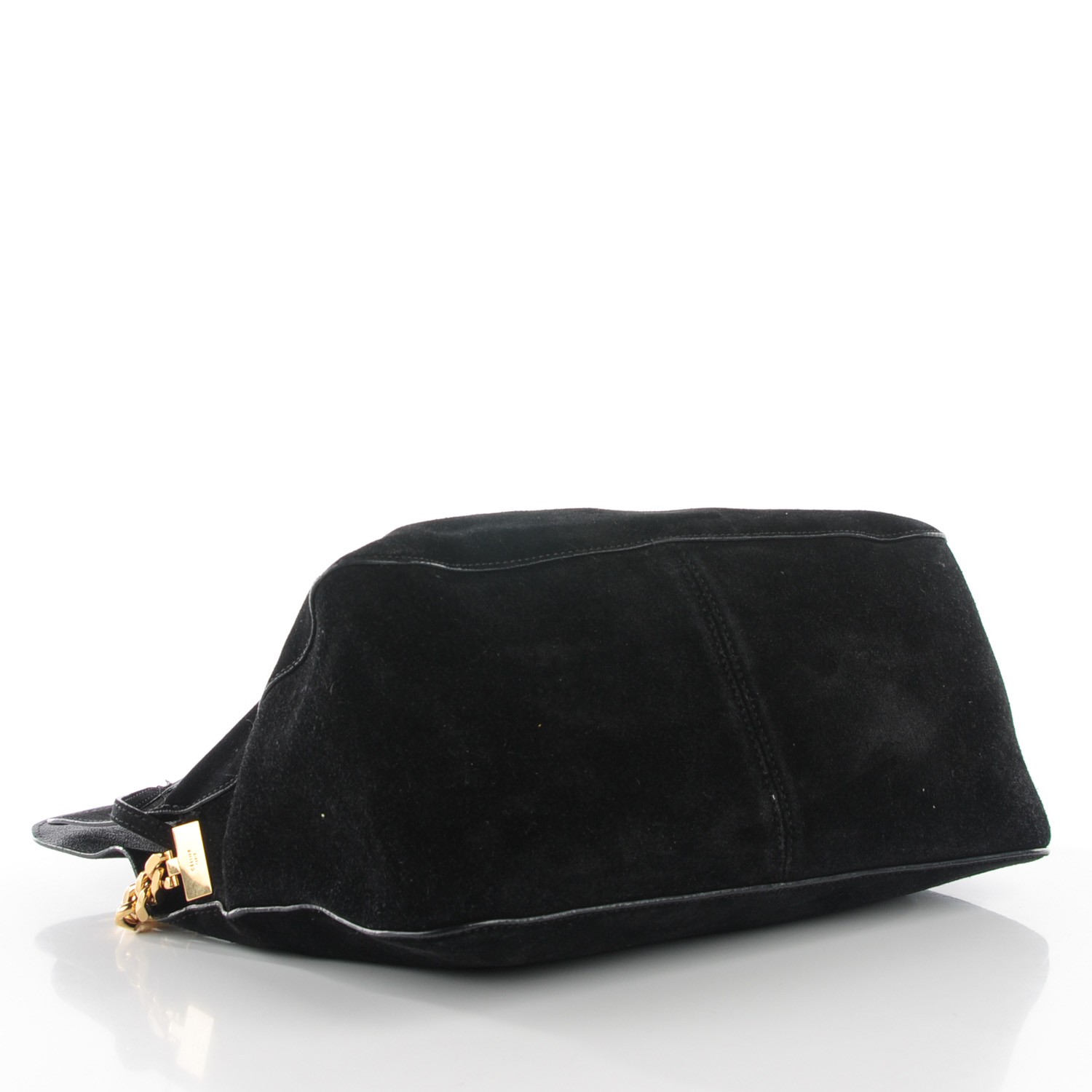 CELINE Suede Small Gourmette Shoulder Bag Black 114638