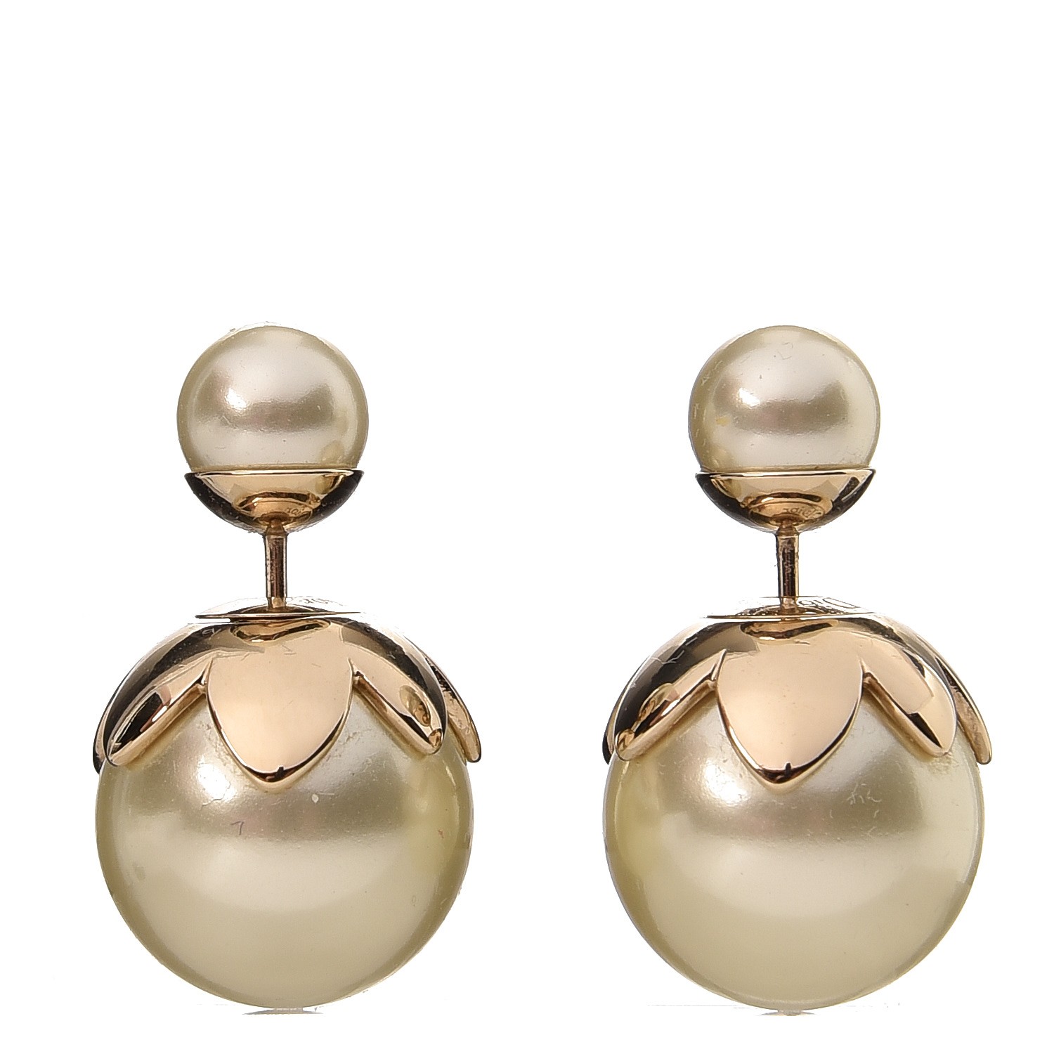 CHRISTIAN DIOR Pearl Mise En Dior Tribal Earrings Gold 256813
