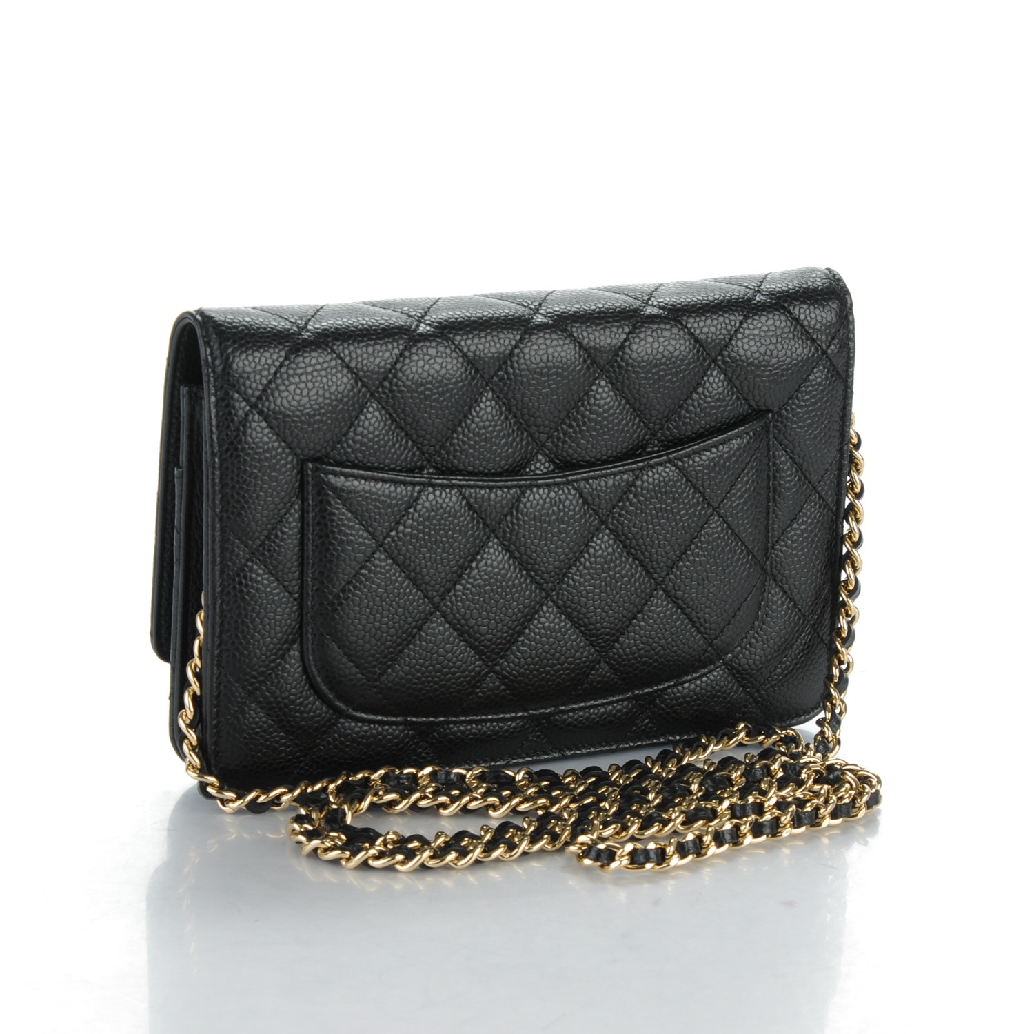 CHANEL Caviar Quilted Wallet On Chain WOC Black 166849