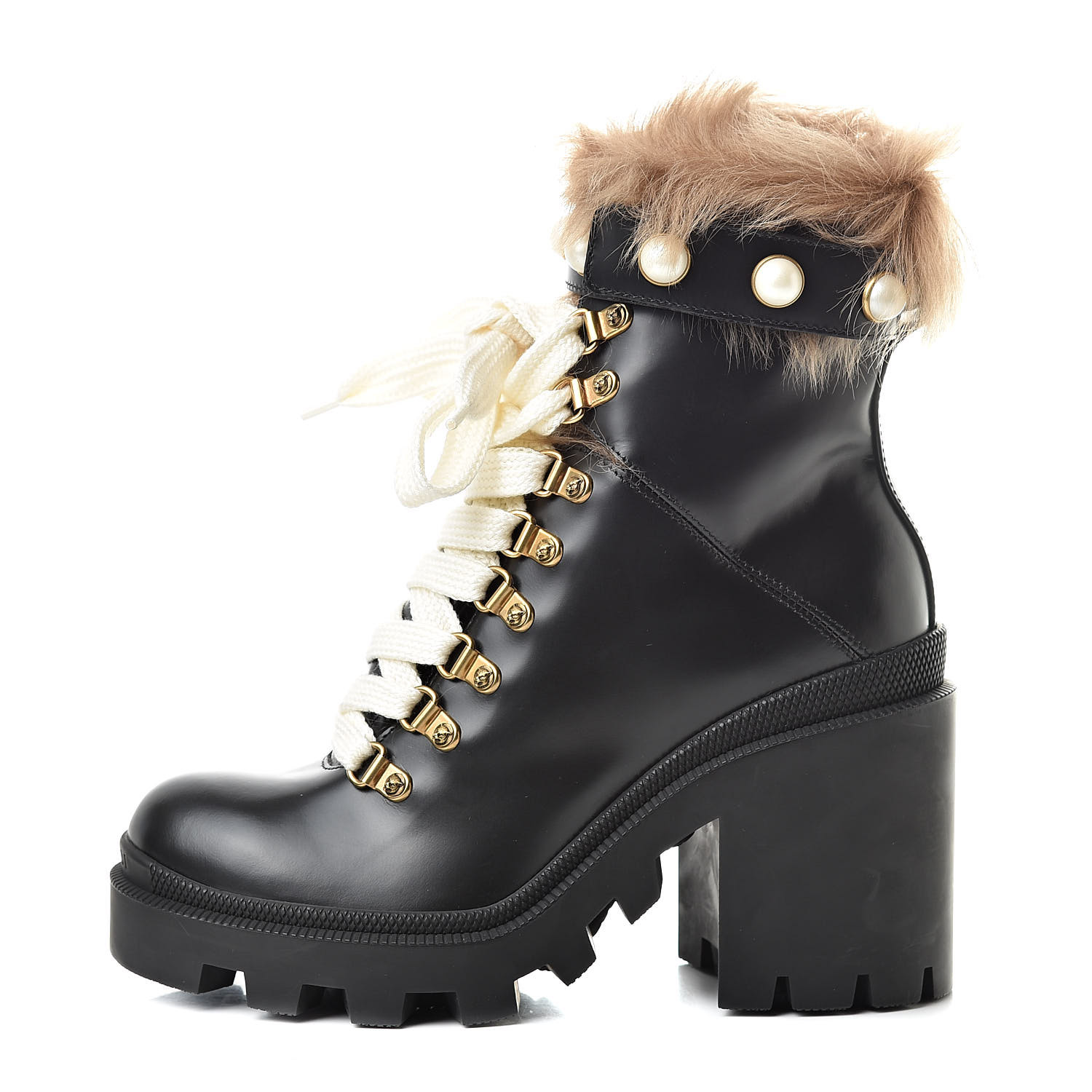 gucci combat boots with pearls