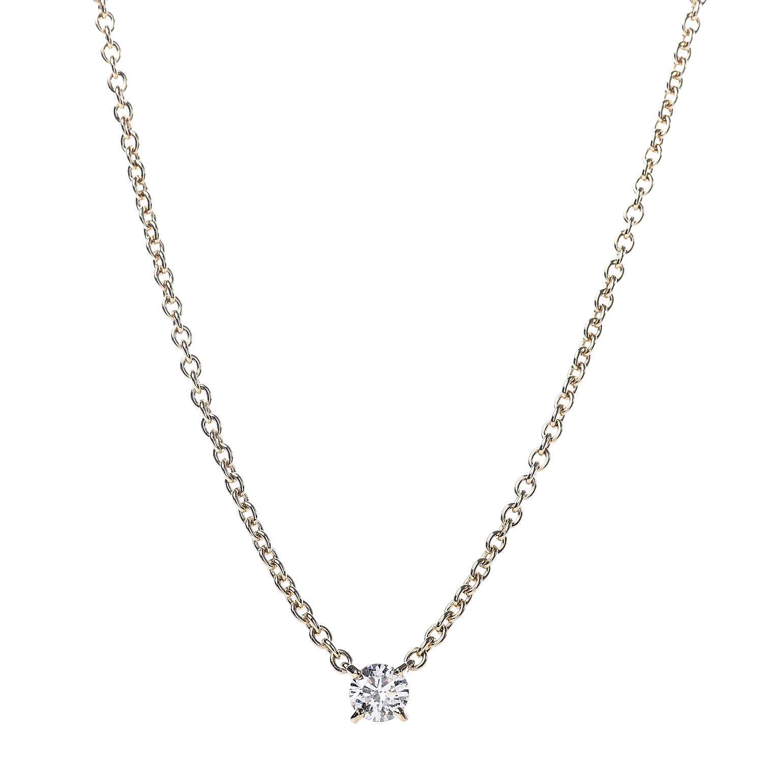 CARTIER 18K Yellow Gold Diamond .68ct Solitaire 1895 Pendant Necklace ...