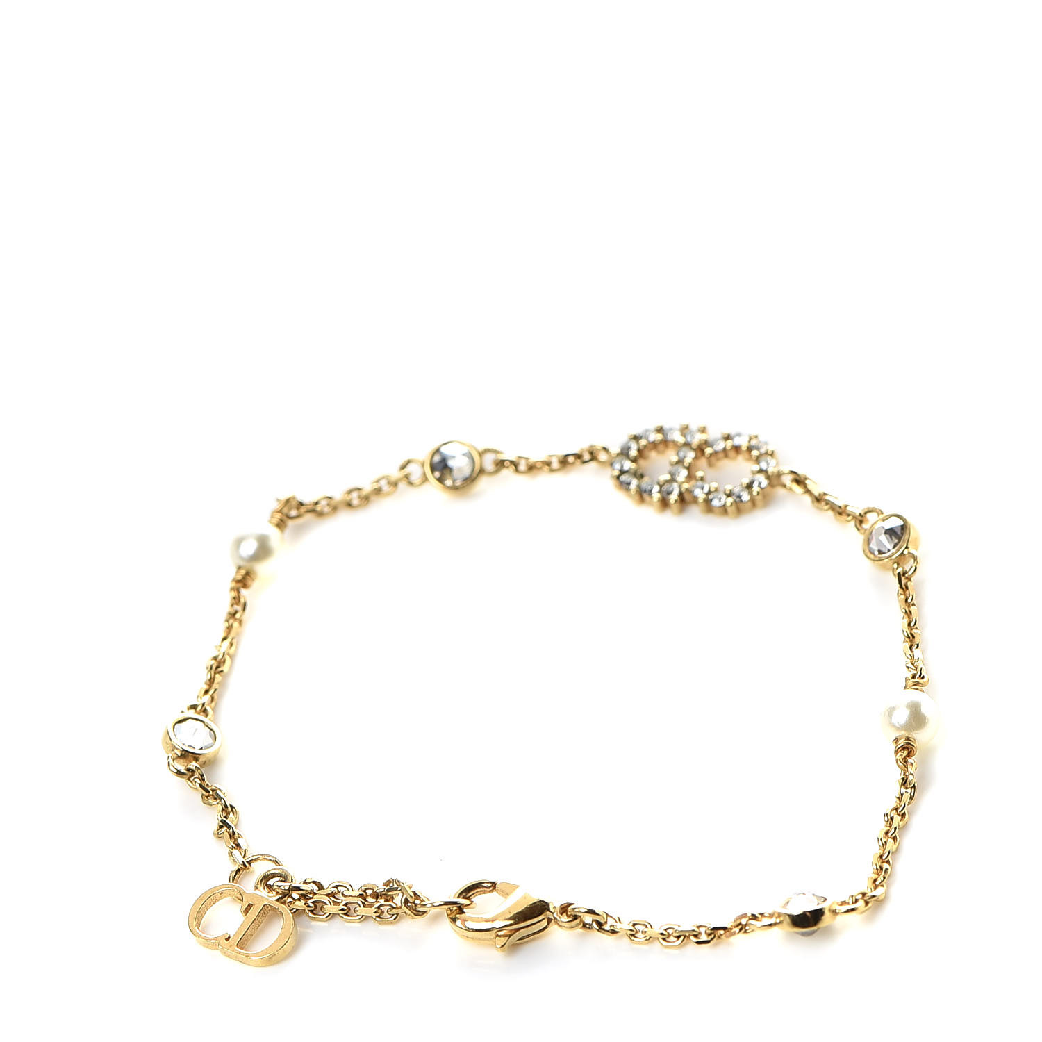 CHRISTIAN DIOR Pearl Clair D Lune Bracelet Gold 508752 | FASHIONPHILE