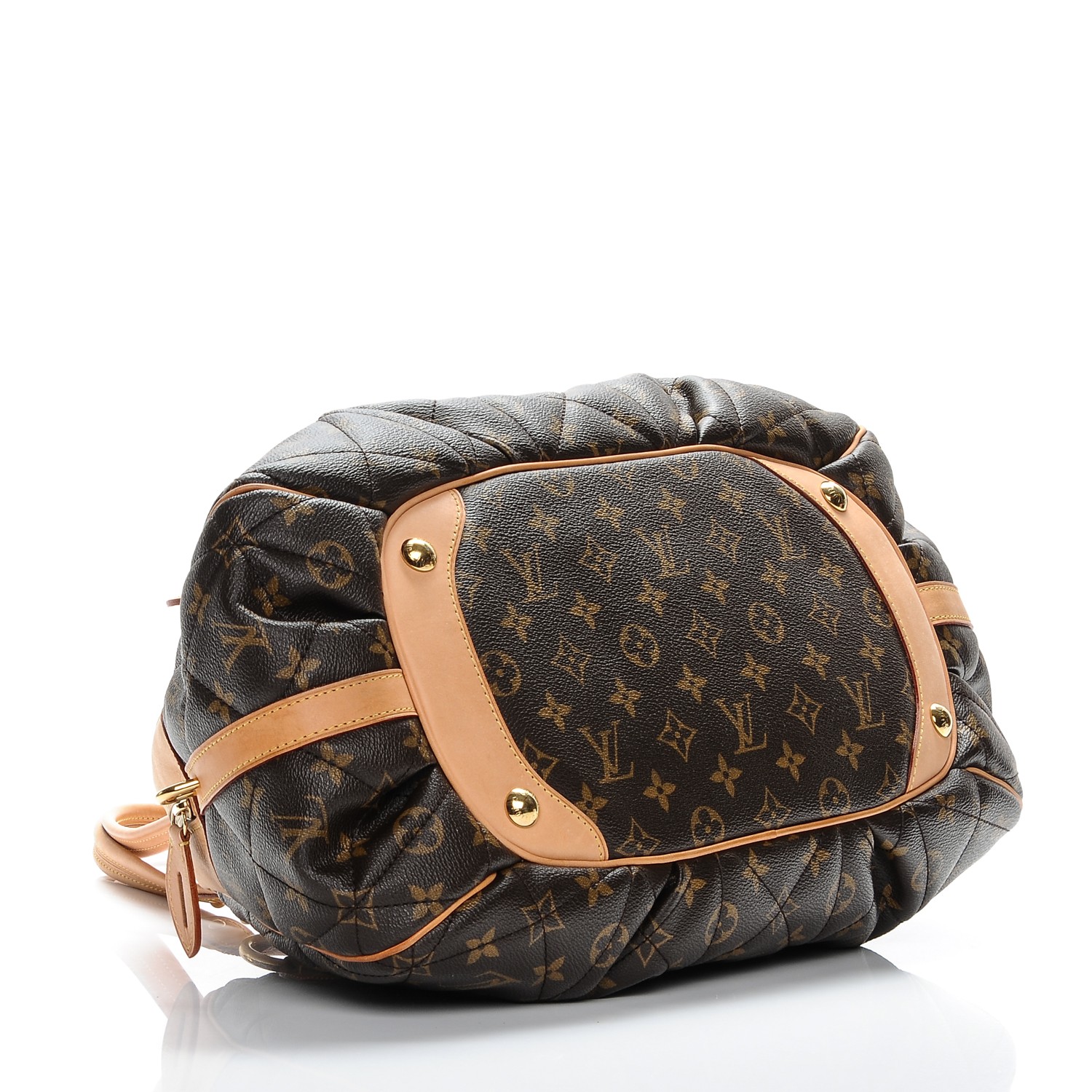 Auth Louis Vuitton Vachetta Clochette Leather Studded Brass Bag
