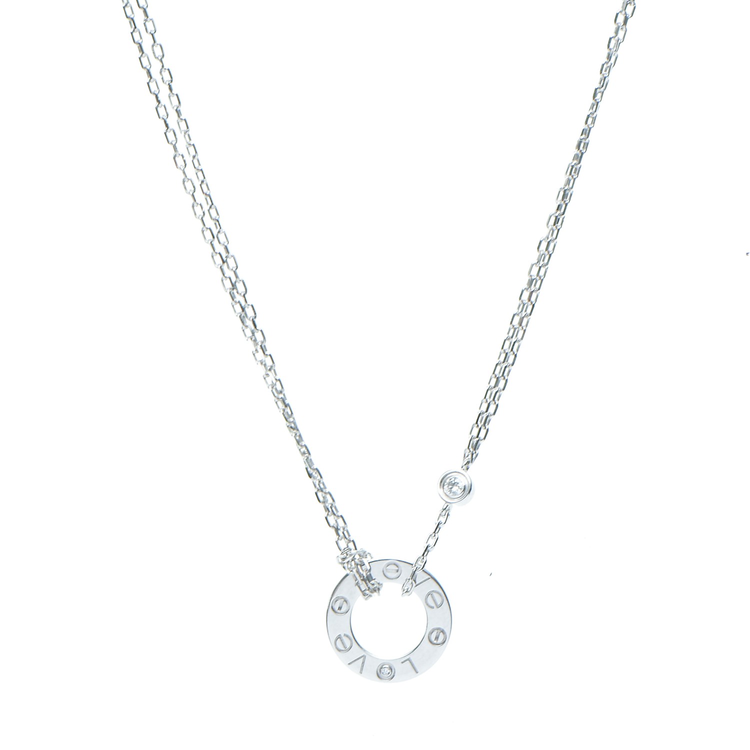 Cartier 18k White Gold 2 Diamond Love Necklace Fashionphile