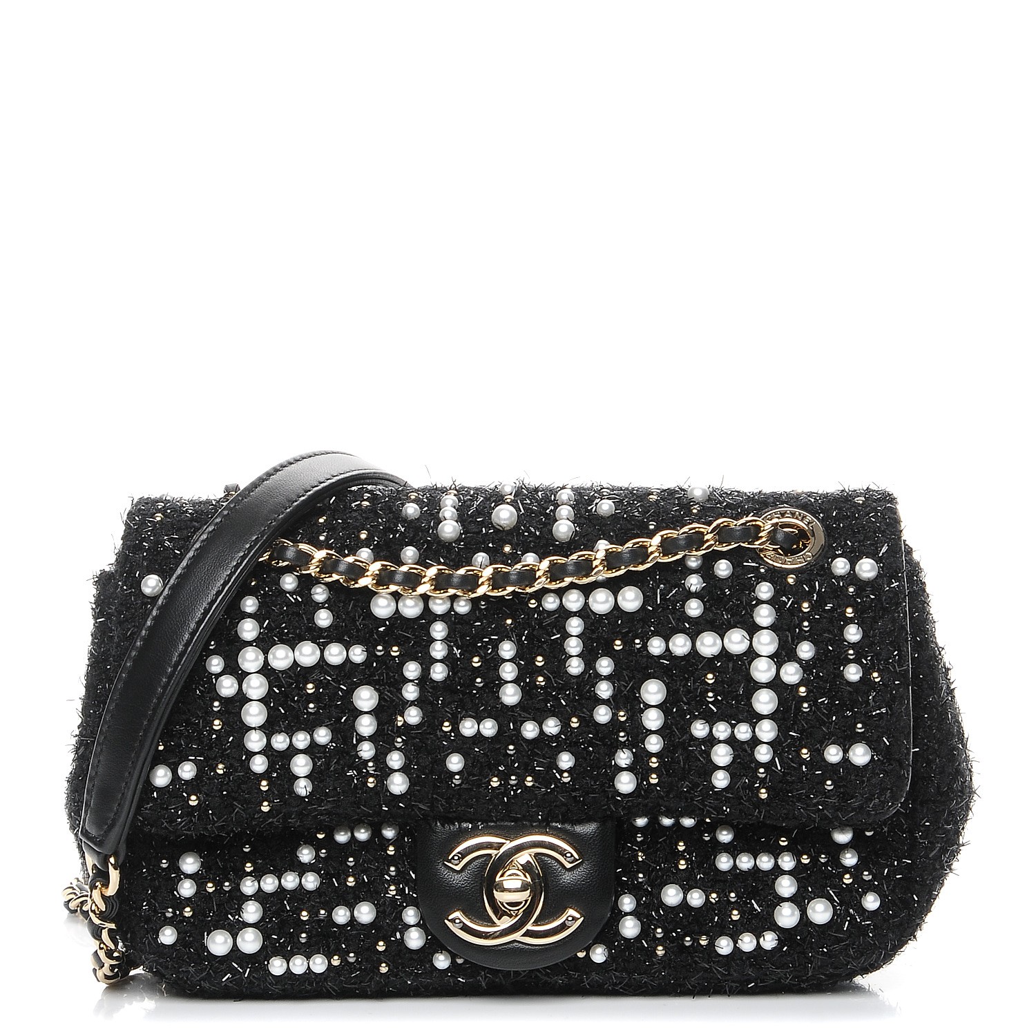 chanel pearl tweed bag