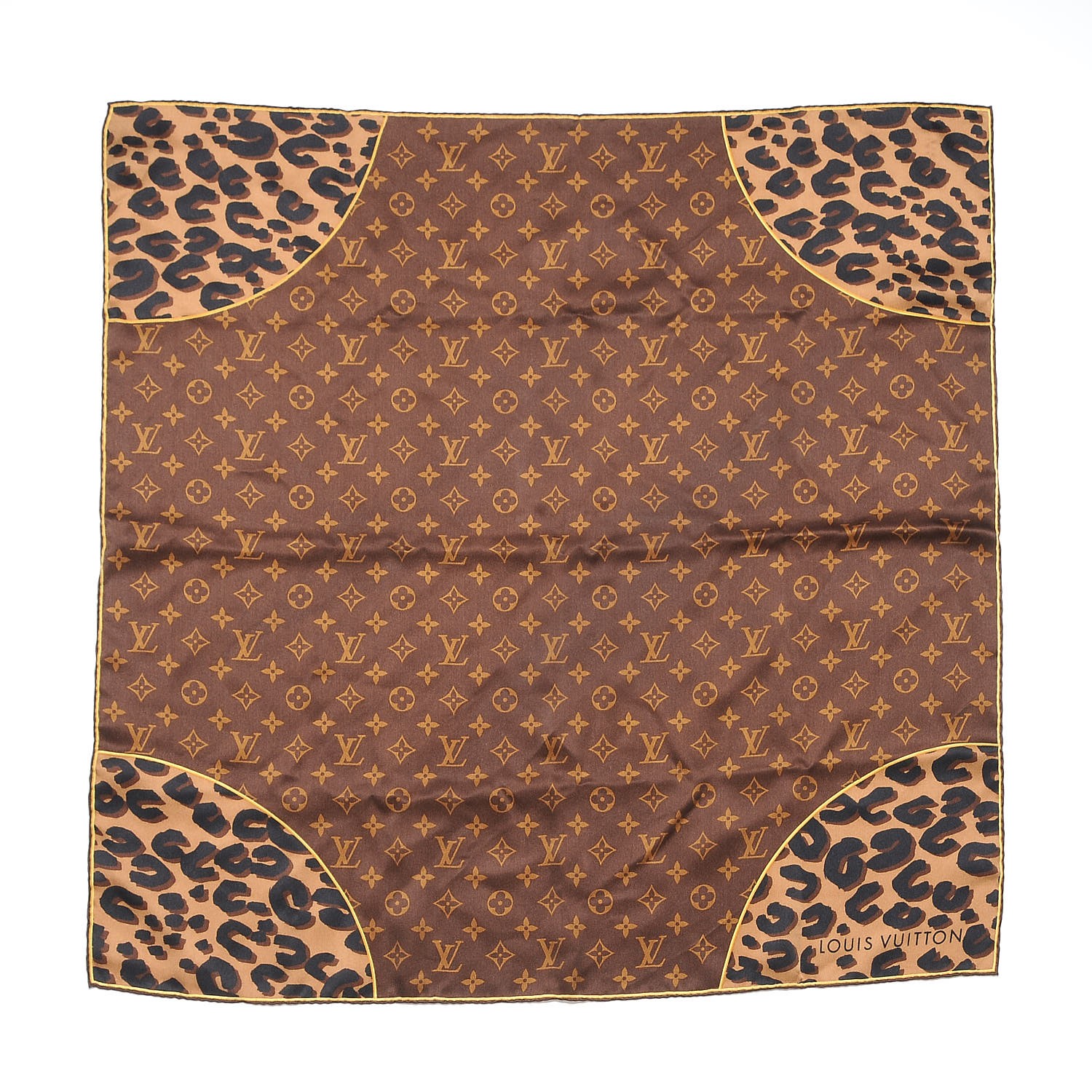 Louis Vuitton Silk Leopard Monogram Square Scarf 235791 1712