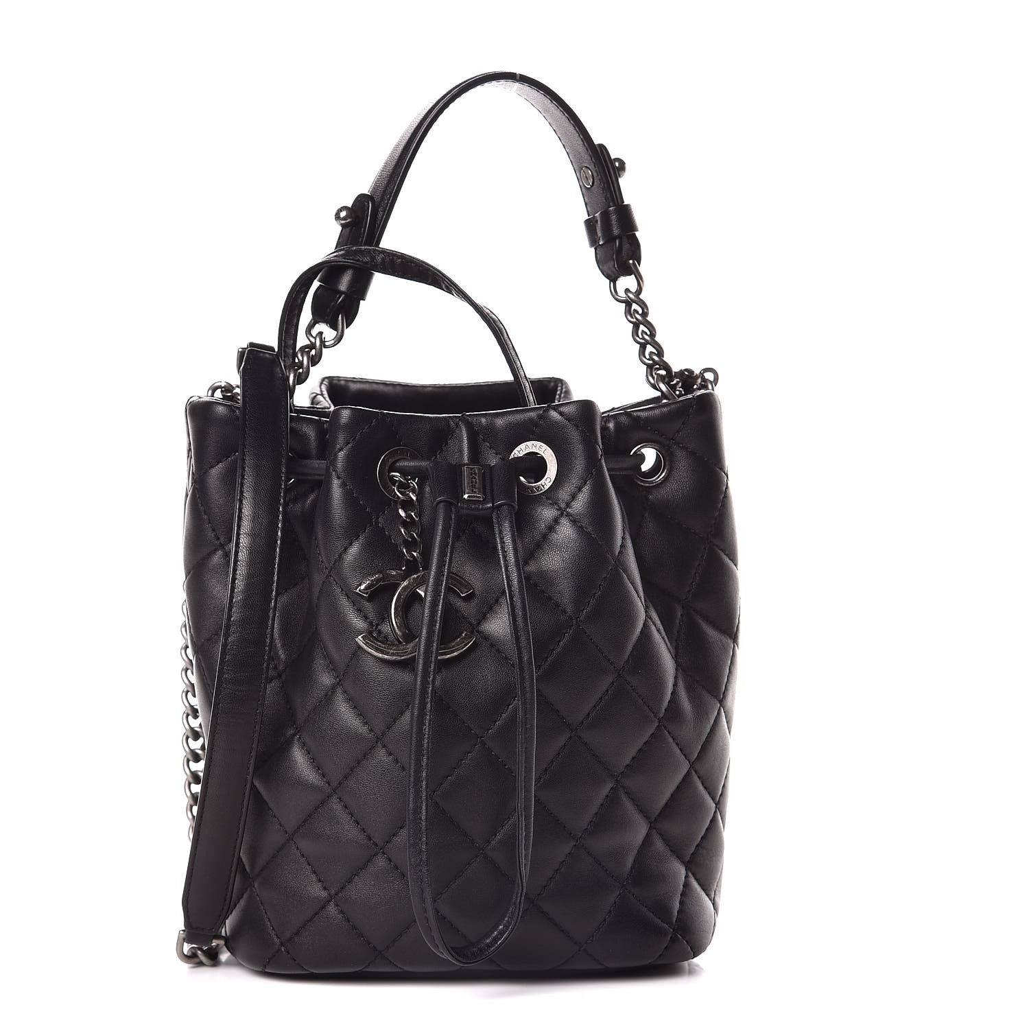 chanel quilted bucket bag