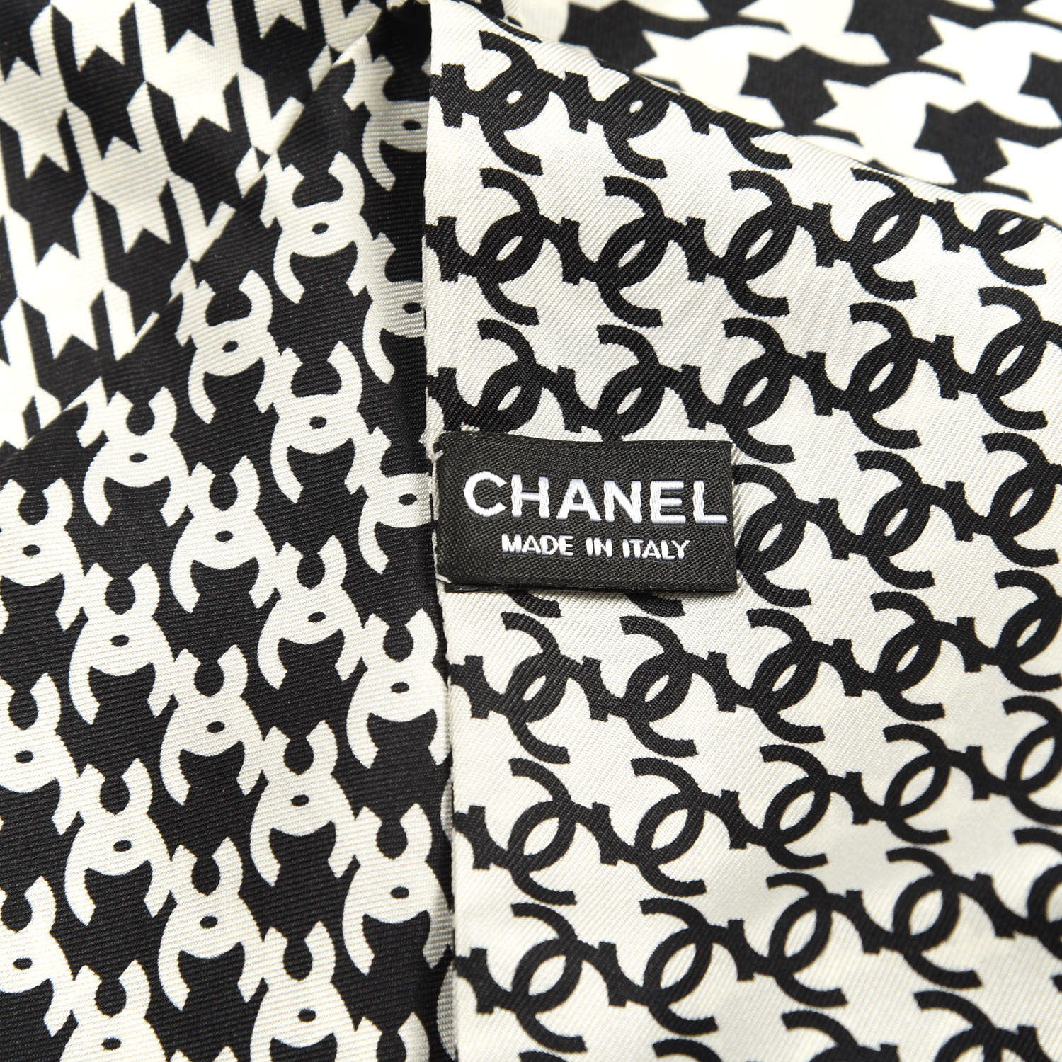 CHANEL Silk Twill Houndstooth Slim Bandeau Scarf Black Ecru 680677 ...