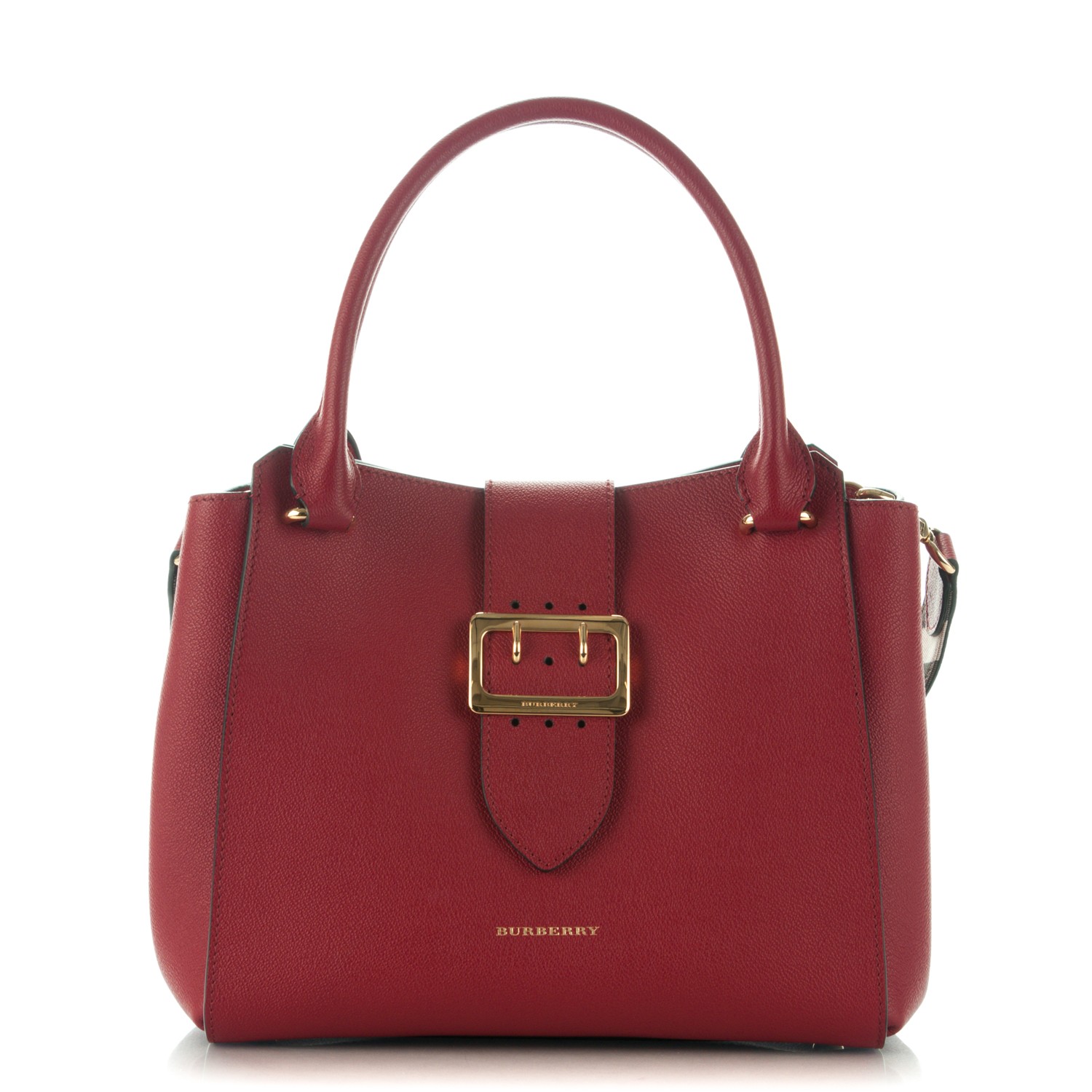 BURBERRY Soft Grain Medium Buckle Tote Parade Red 172933