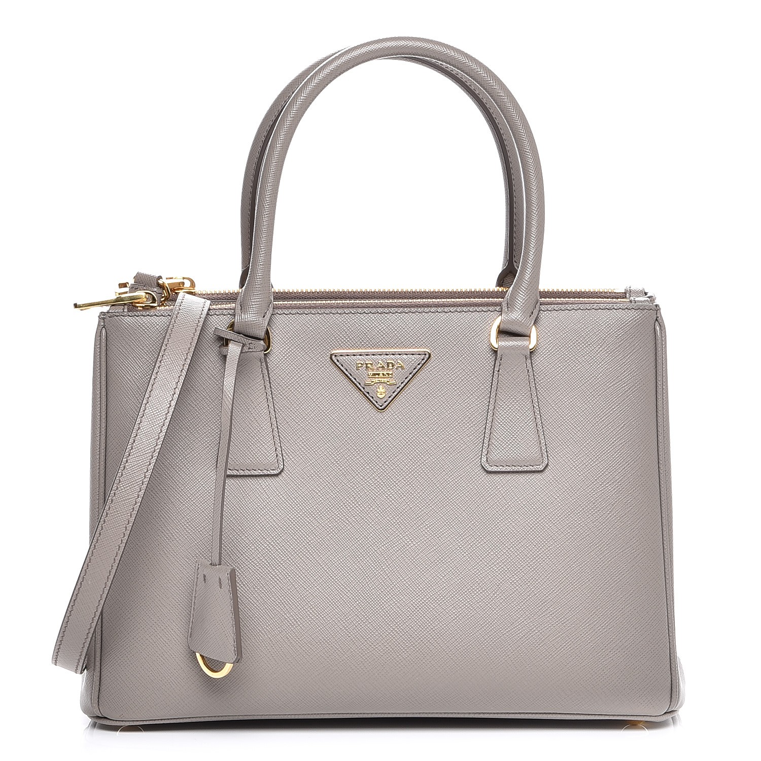 prada saffiano small double tote