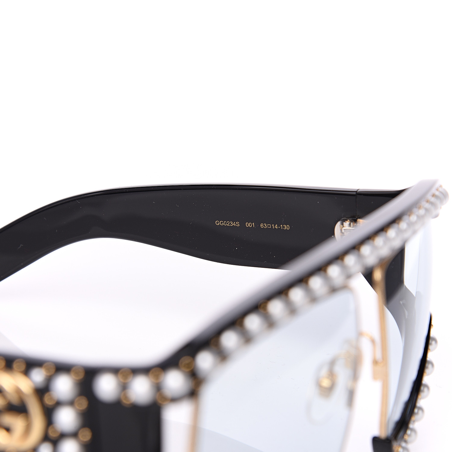 Gucci Acetate Pearl Rectangular Frame Sunglasses Gg0234s Black 547558 