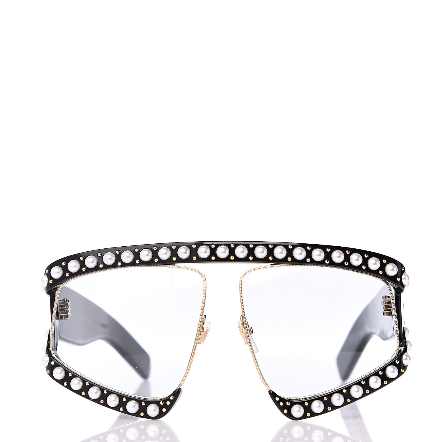 GUCCI Acetate Pearl Rectangular Frame Sunglasses GG0234S Black 547558