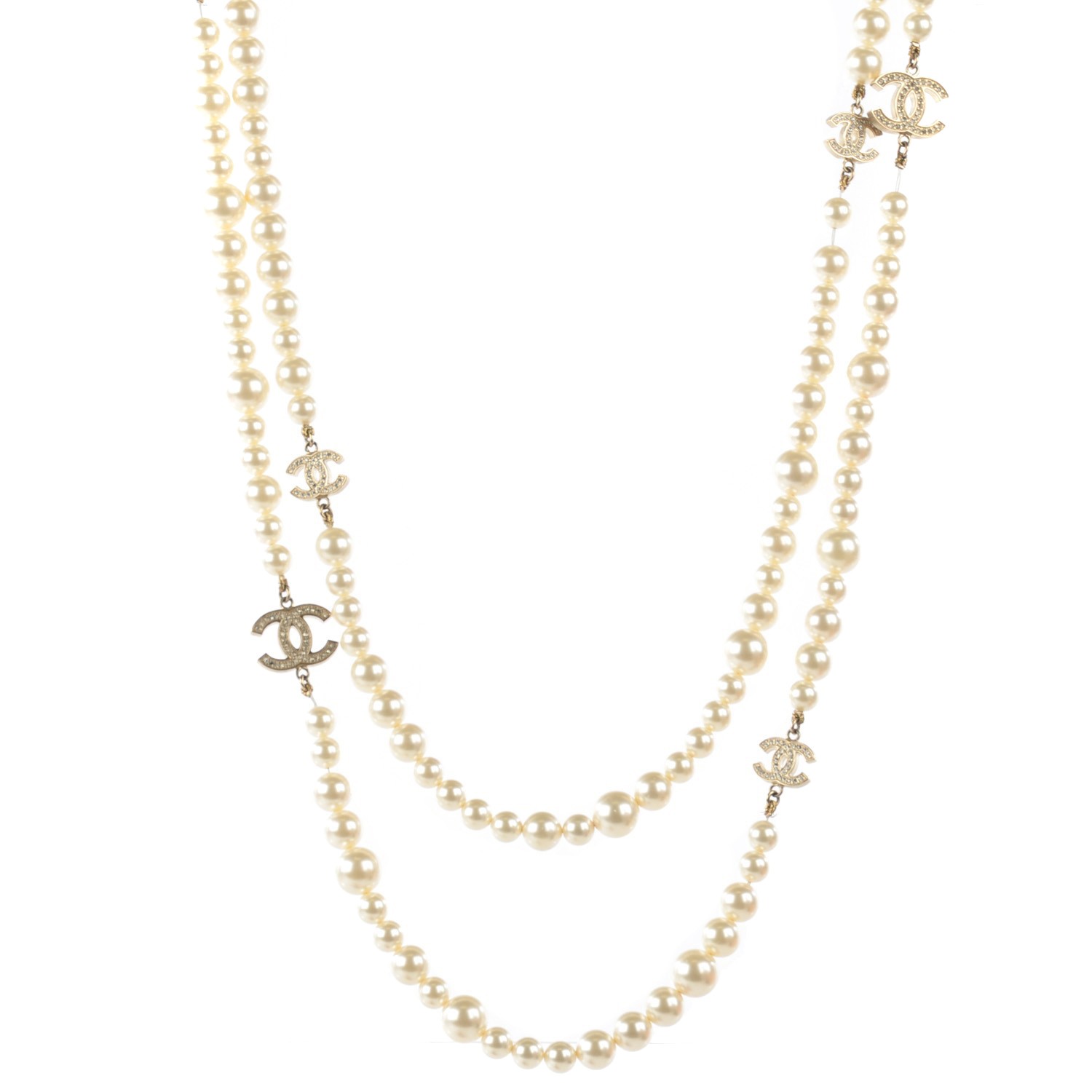 chanel double strand pearl necklace