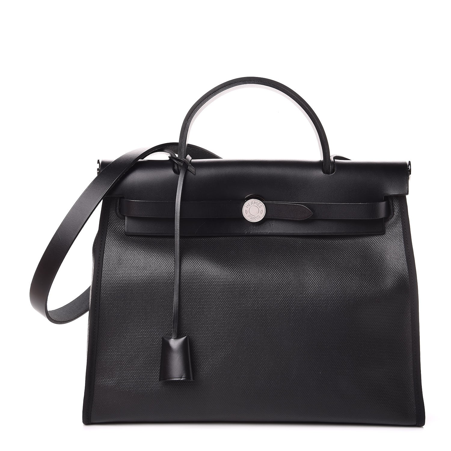 Hermes Toile H Berline Vache Hunter Herbag Zip Pm 31 Black Ecru