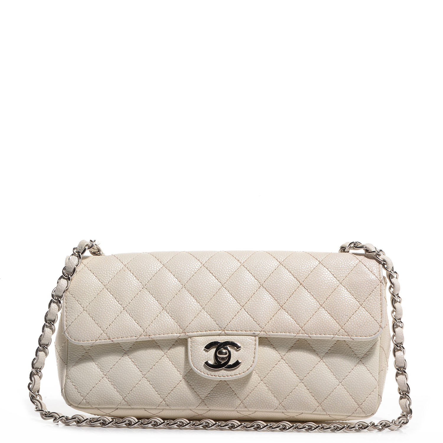 CHANEL Caviar Quilted East West Flap White 75305