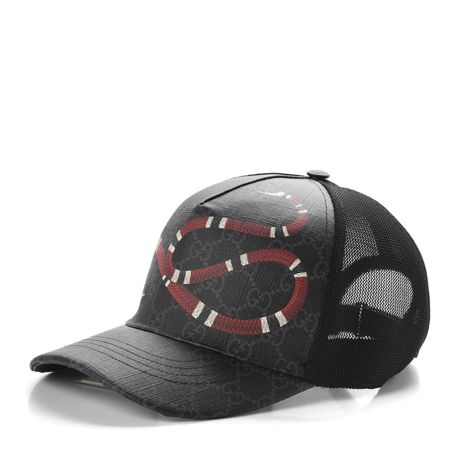 GUCCI GG Supreme Monogram Kingsnake Print Baseball Hat XL 60 Black 649741 | FASHIONPHILE