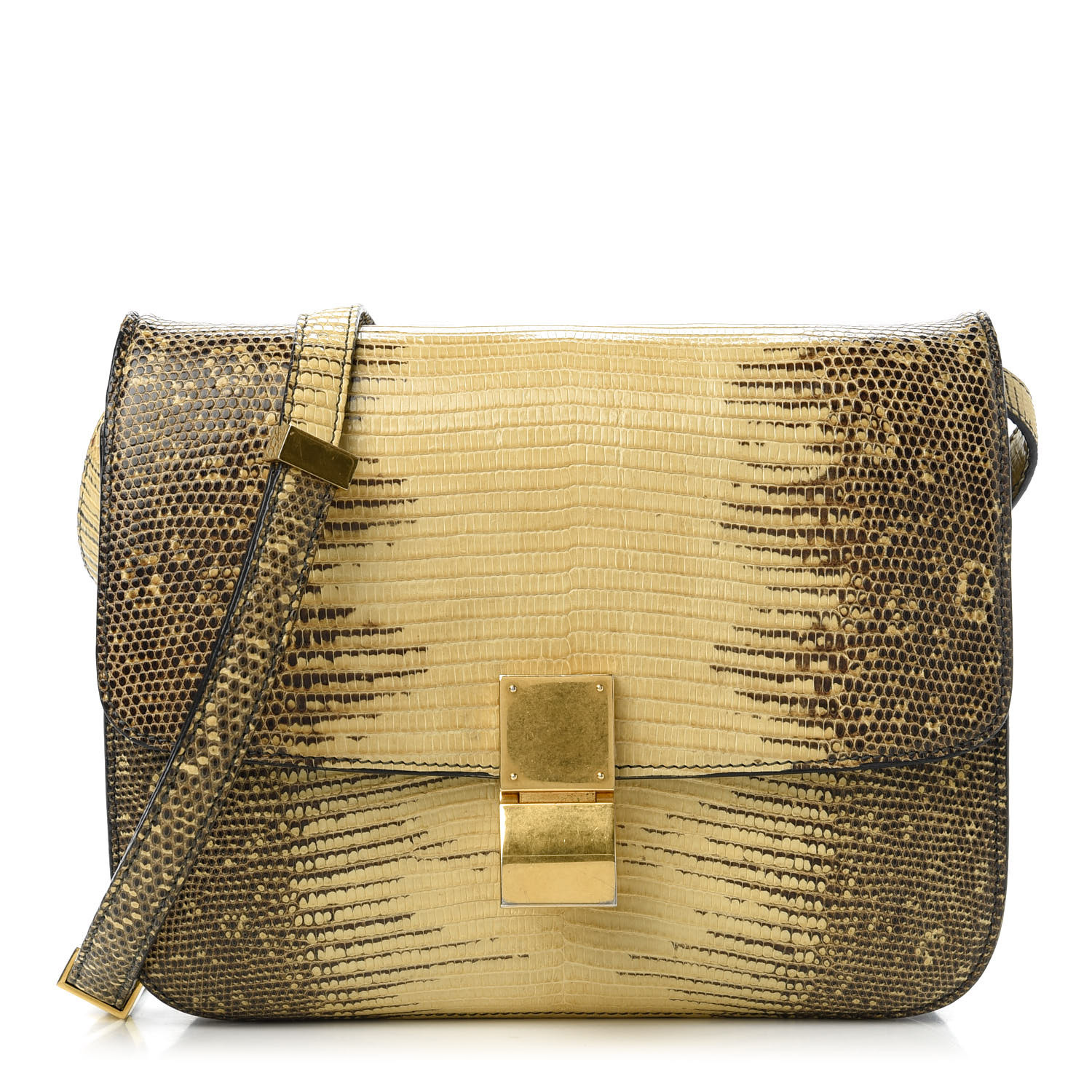 CELINE Lizard Medium Classic Box Flap Bag Natural 733759 | FASHIONPHILE