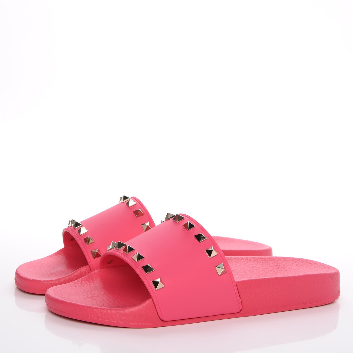 VALENTINO Rubber Rockstud Slide Sandals 39 Shadow Pink 276508