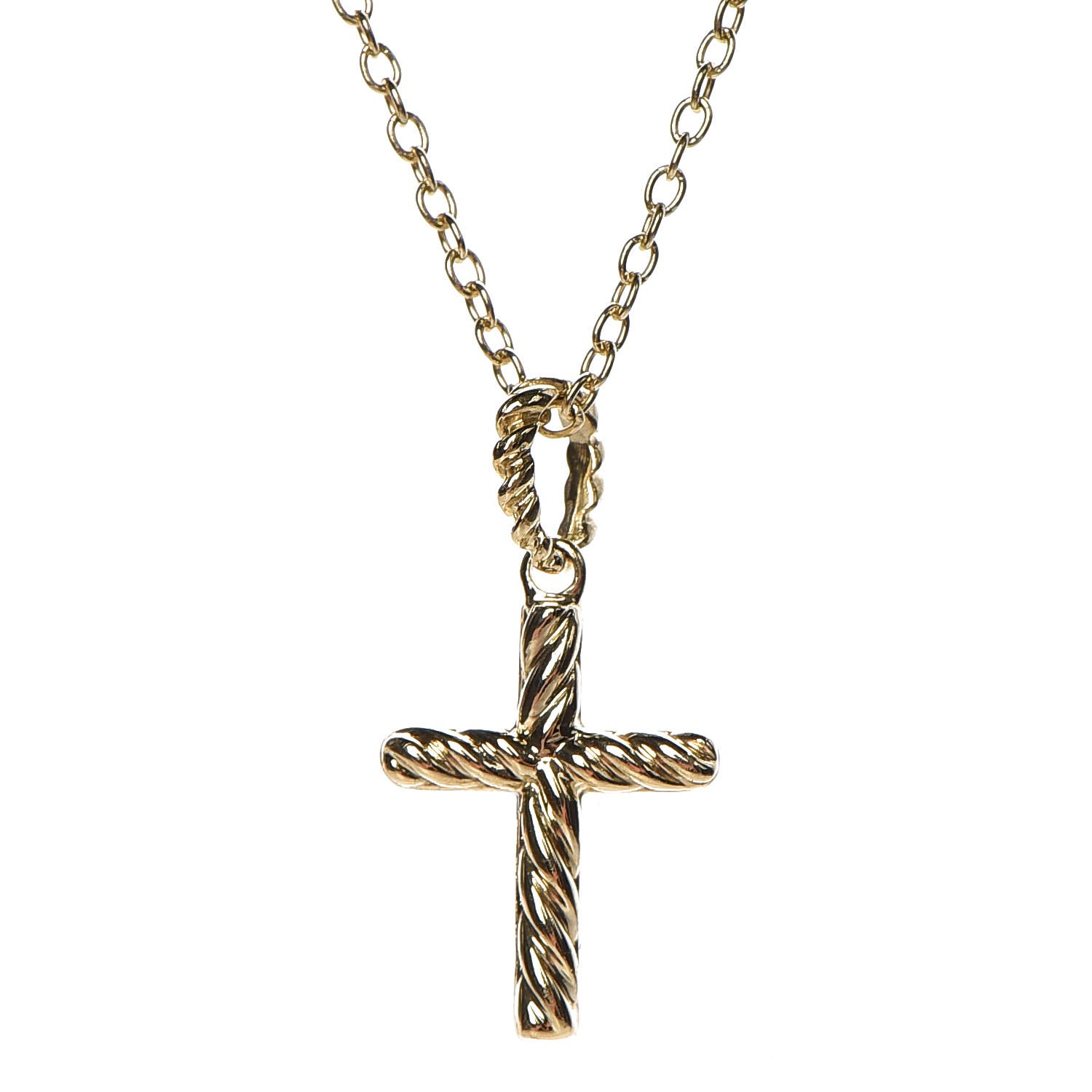 DAVID YURMAN 18K Yellow Gold Diamond Cross Necklace 258653