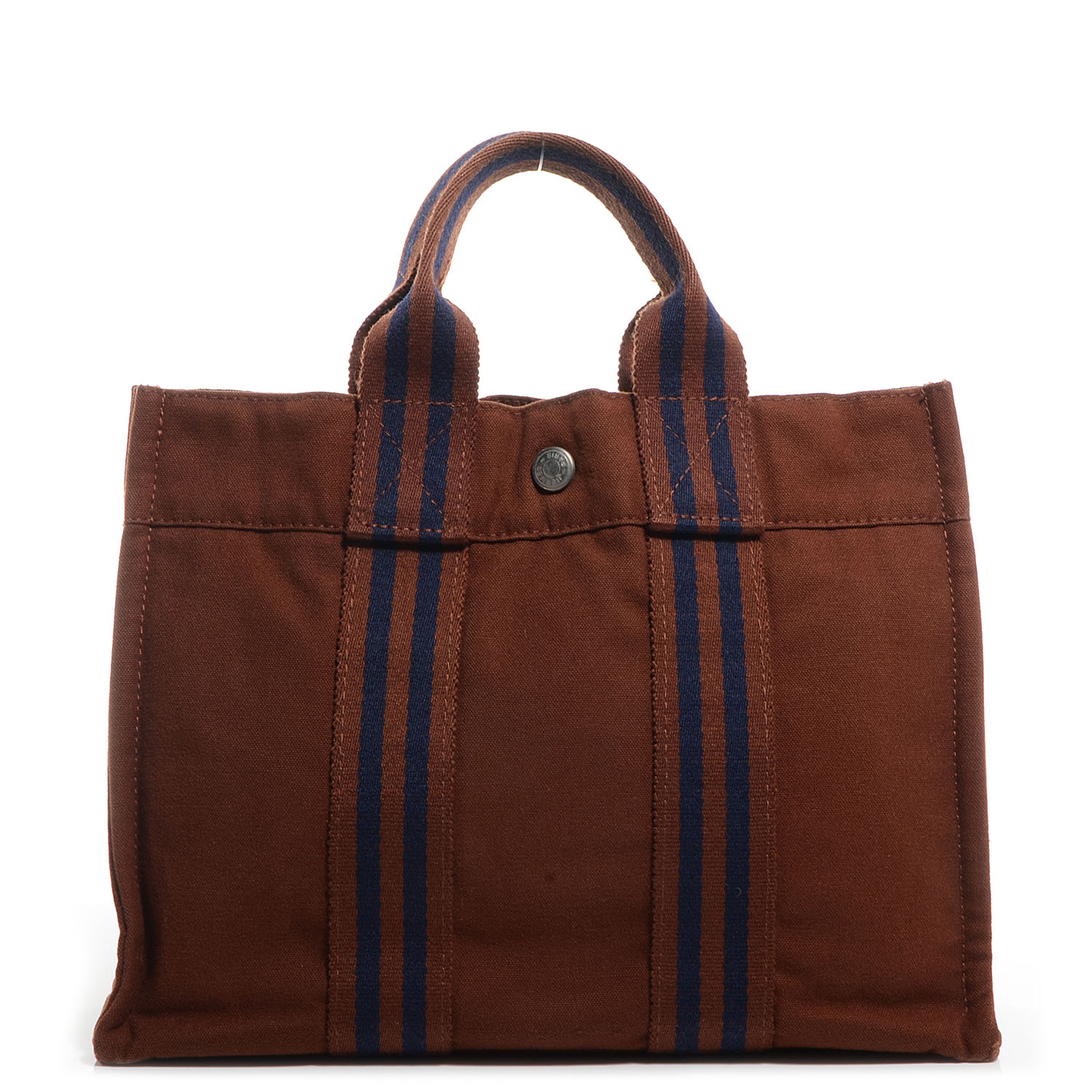 HERMES Cotton Canvas Fourre Tout PM Tote Brown 75923