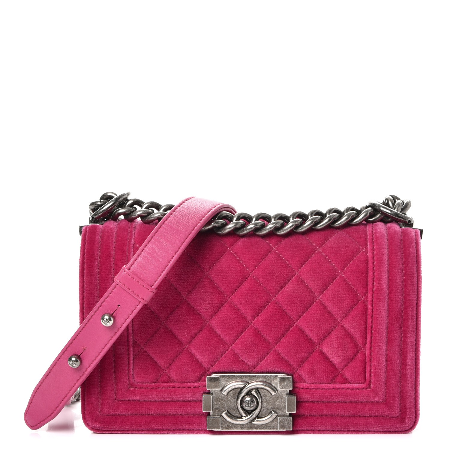 pink velvet chanel bag