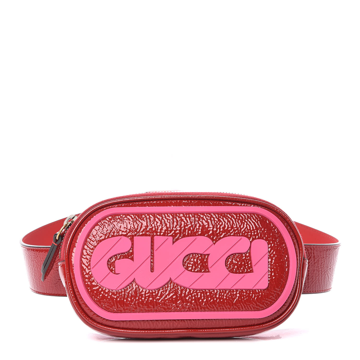 red gucci fanny pack with writing