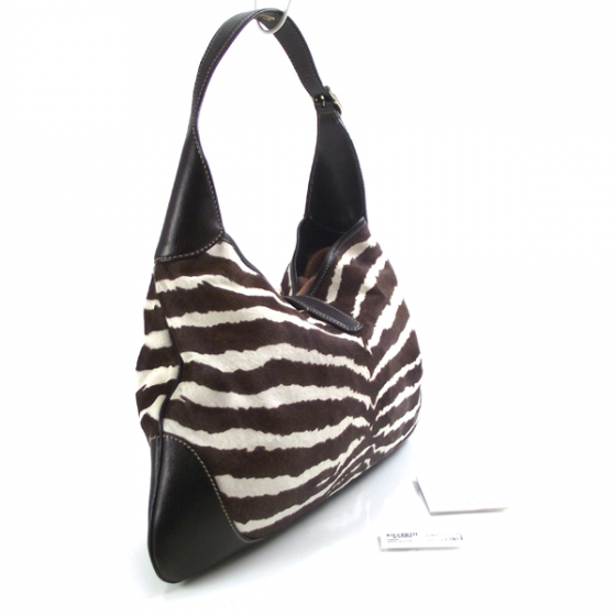 GUCCI Pony Hair Zebra Print Bouvier Bag 19160