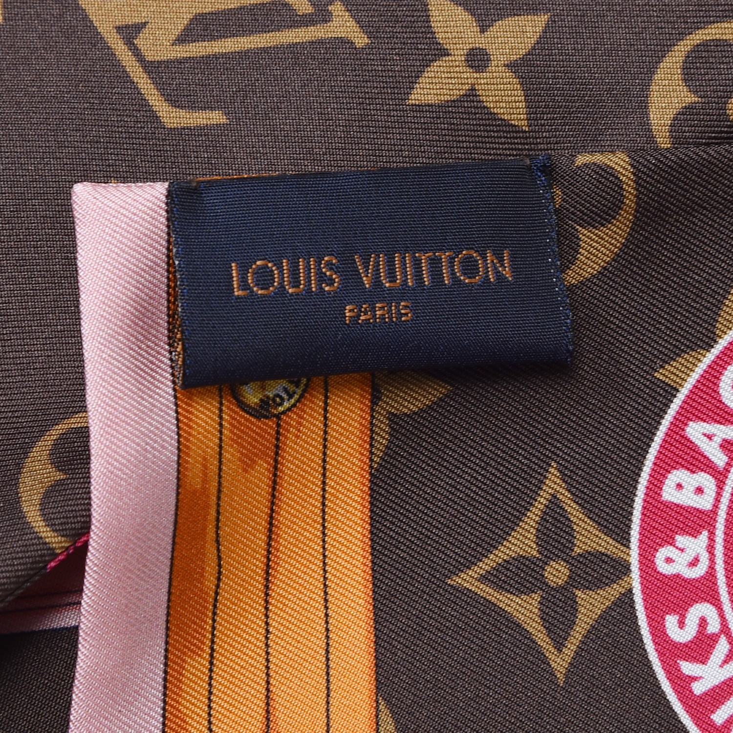 Louis Vuitton LV Monogram Print trunks silk Square Neck Scarf Bandeau Pink