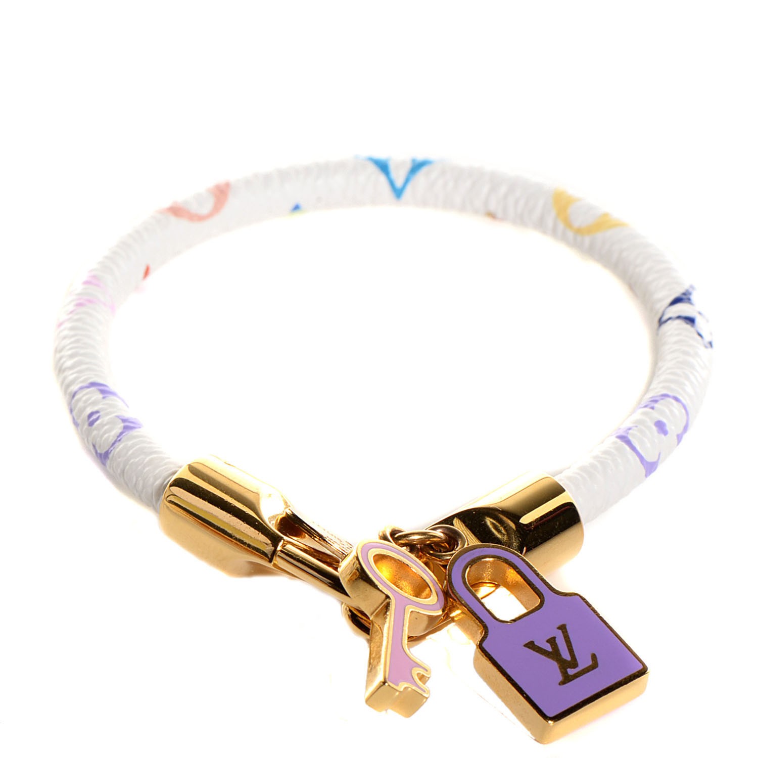 Louis Vuitton Monogram Multicolor Bracelet Luck It Gold Tone Metal