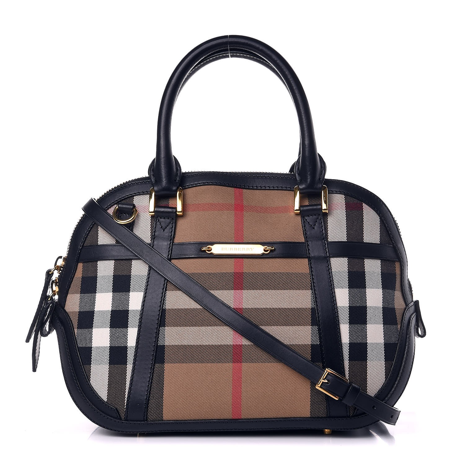 BURBERRY Bridle House Check Small Orchard Bowling Bag Black 338061