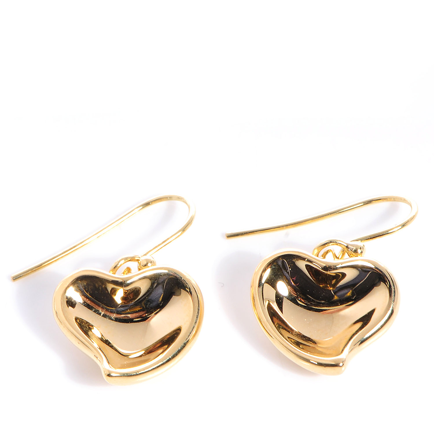 TIFFANY 18K Yellow Gold Elsa Peretti Drop Heart Earrings 77858