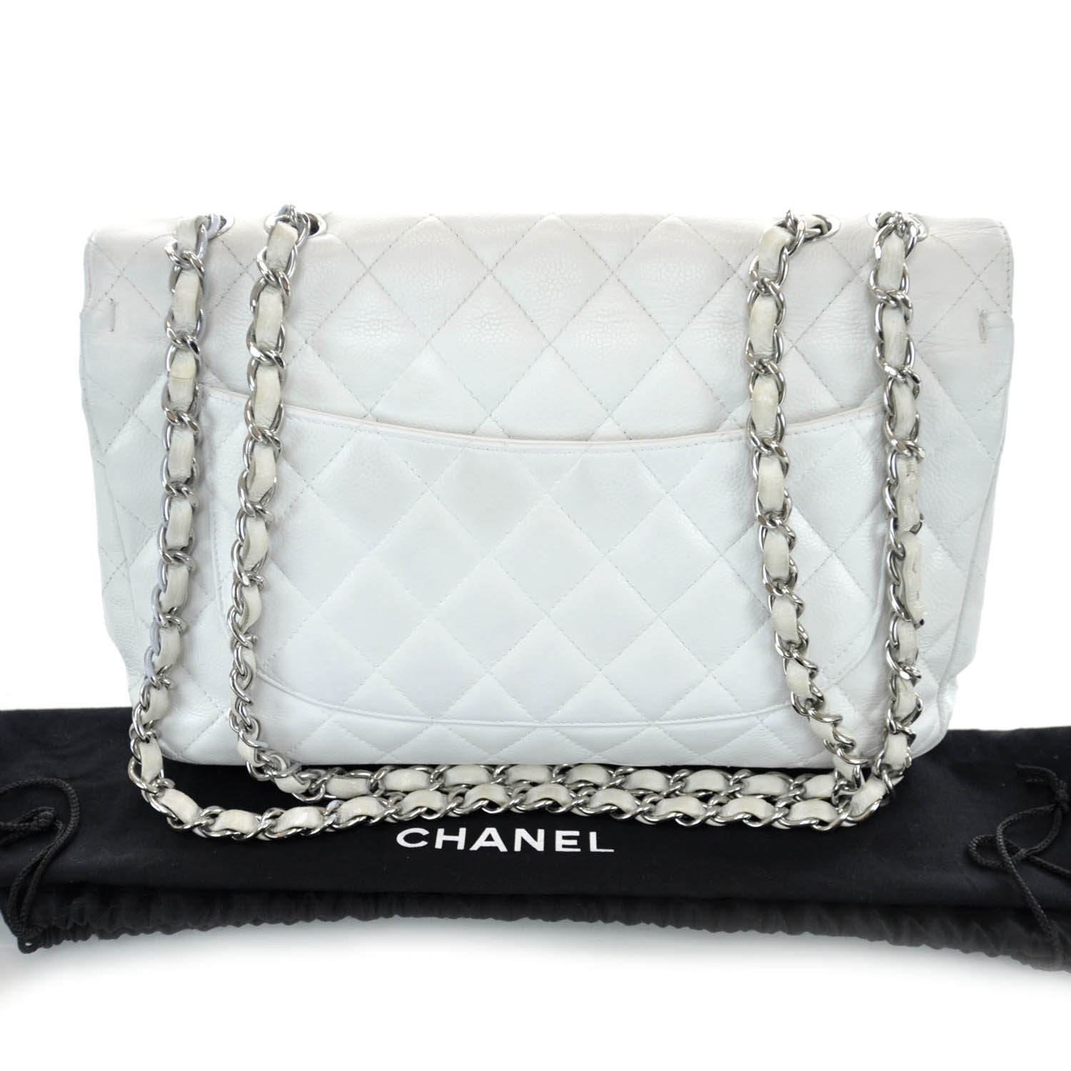 CHANEL Caviar Jumbo Flap White 32203