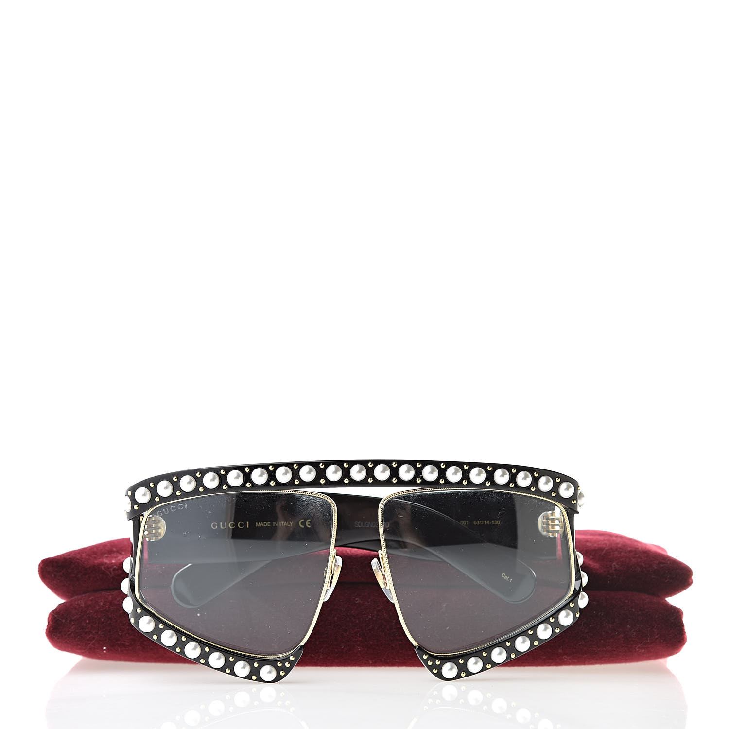Gucci Acetate Pearl Rectangular Frame Sunglasses Gg0234s Black 523309 Fashionphile 