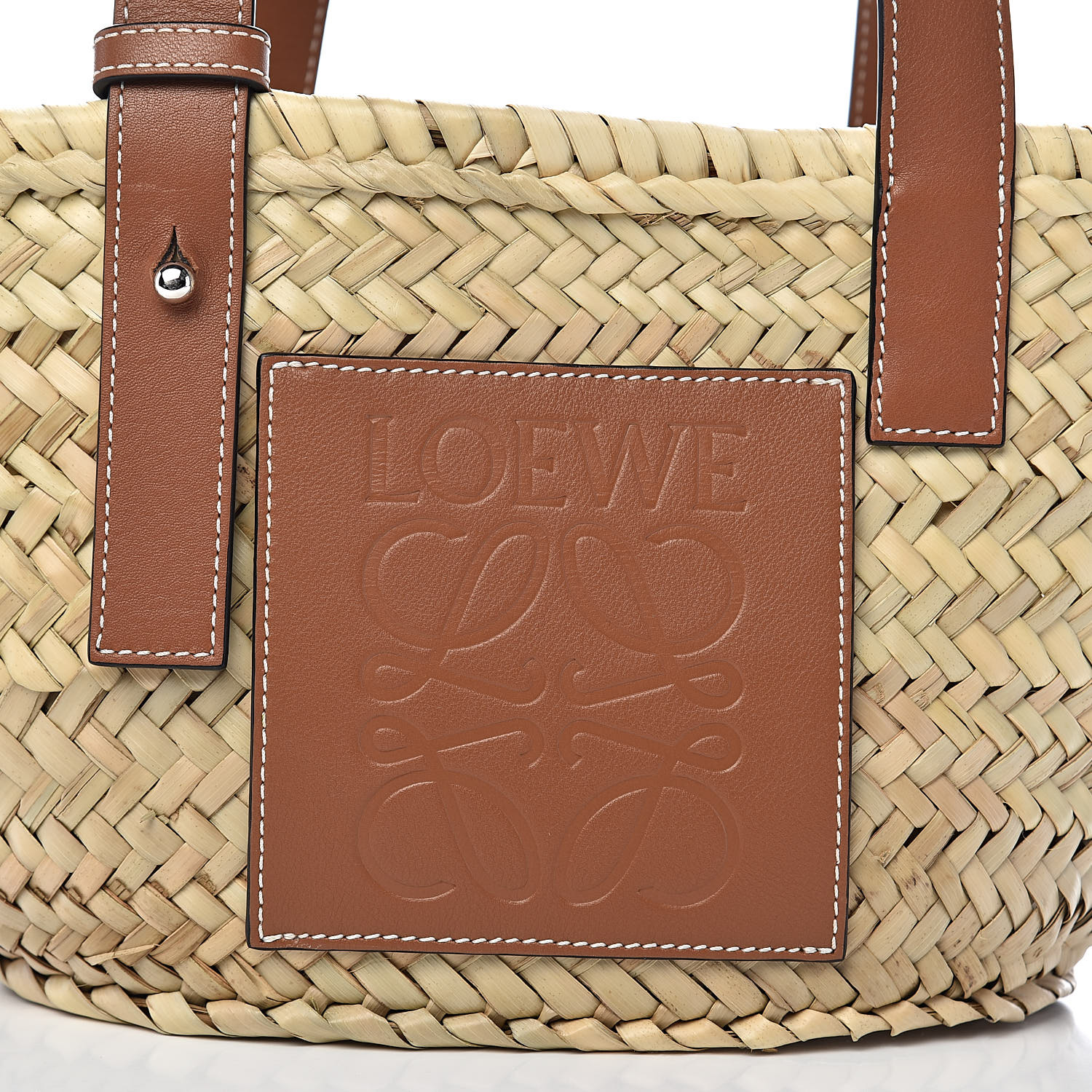 LOEWE Raffia Small Basket Tote Bag Natural Tan 524638 | FASHIONPHILE