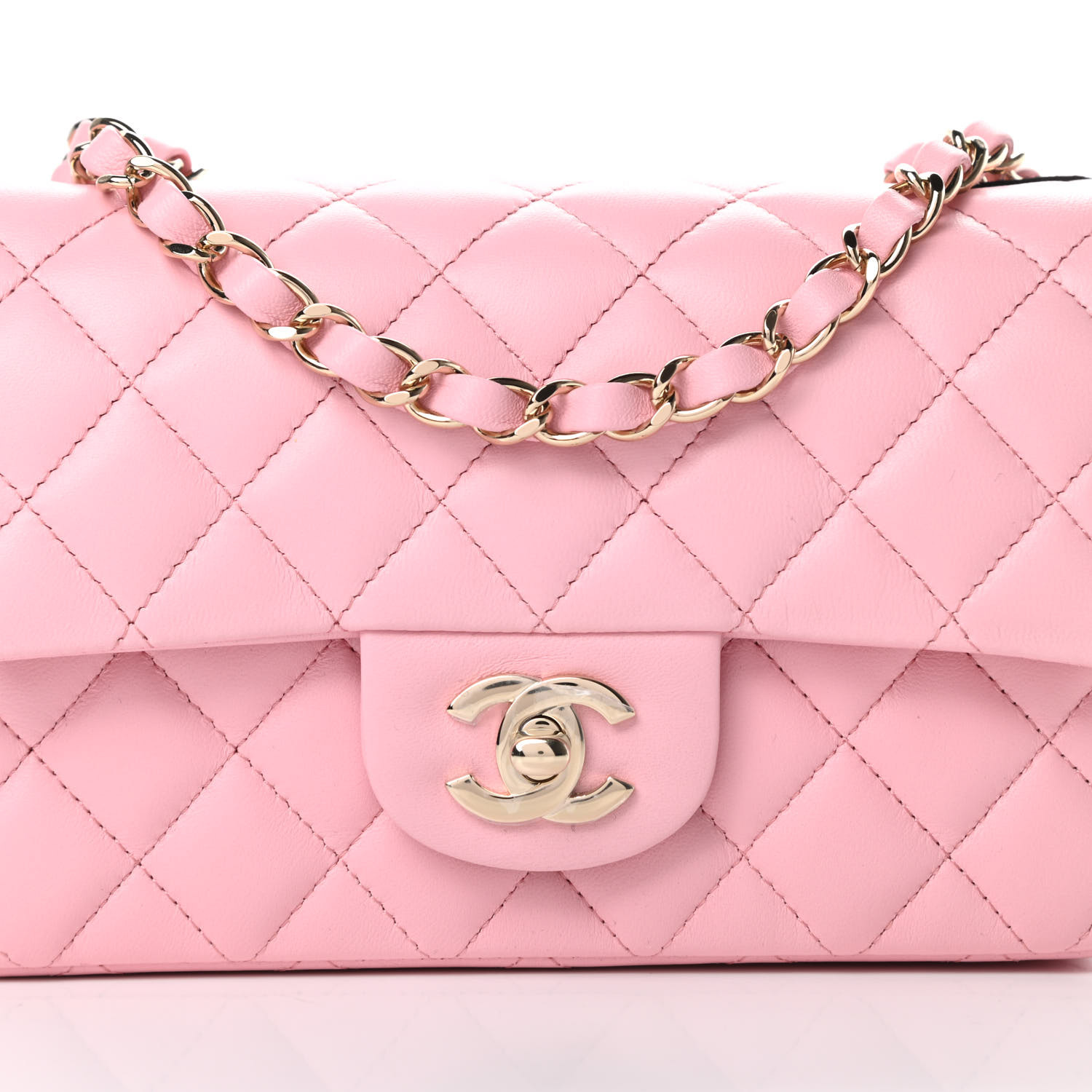 CHANEL Lambskin Quilted Mini Rectangular Flap Pink 732055 | FASHIONPHILE