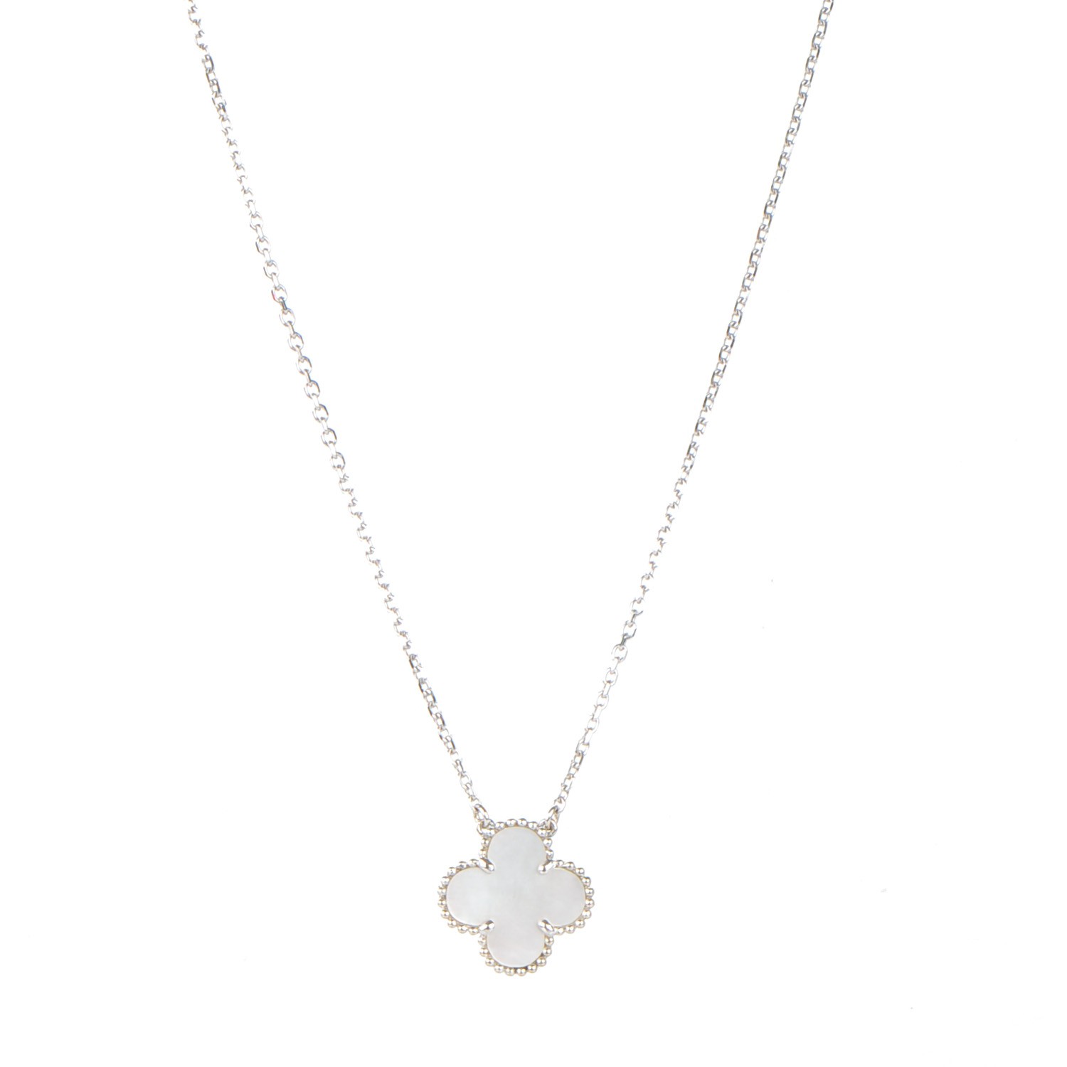 VAN CLEEF & ARPELS 18K White Gold Mother of Pearl Vintage Alhambra ...