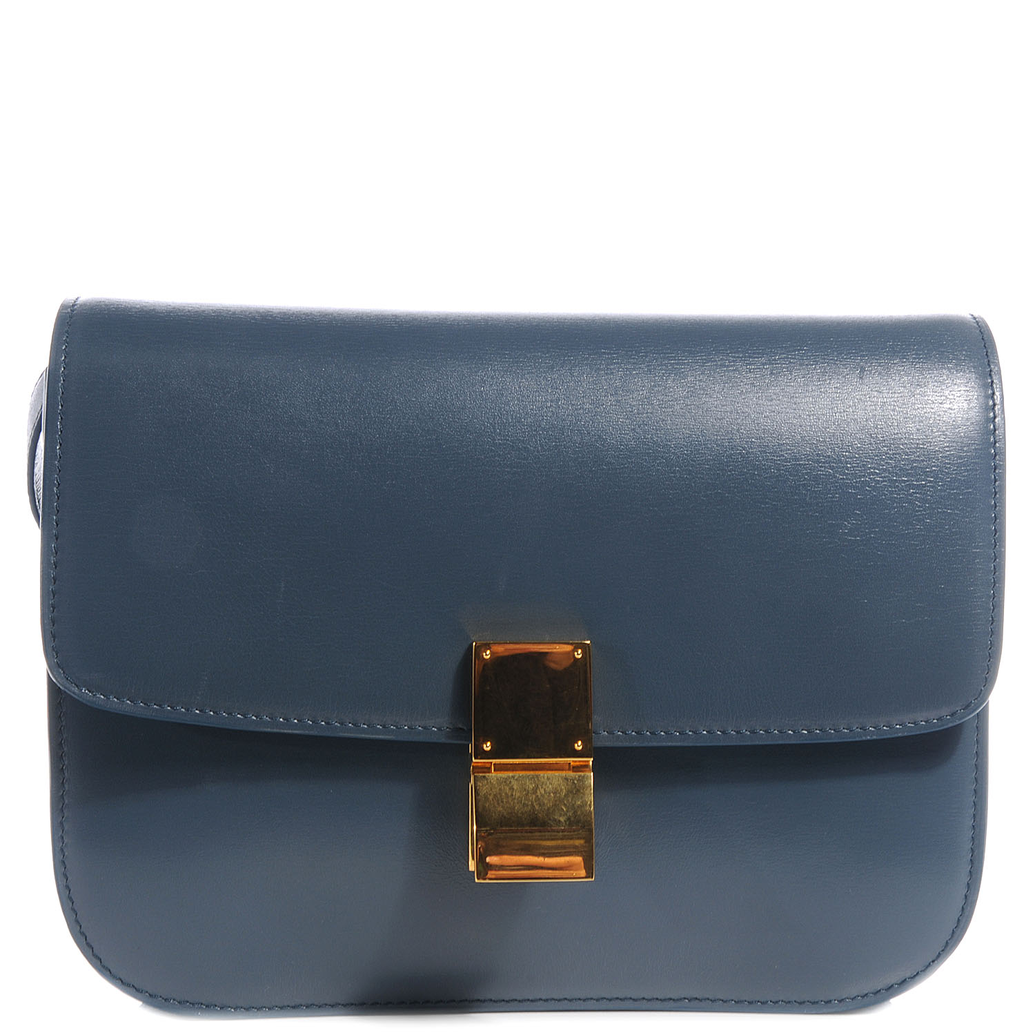 CELINE Leather Medium Classic Box Flap Slate Blue 60531