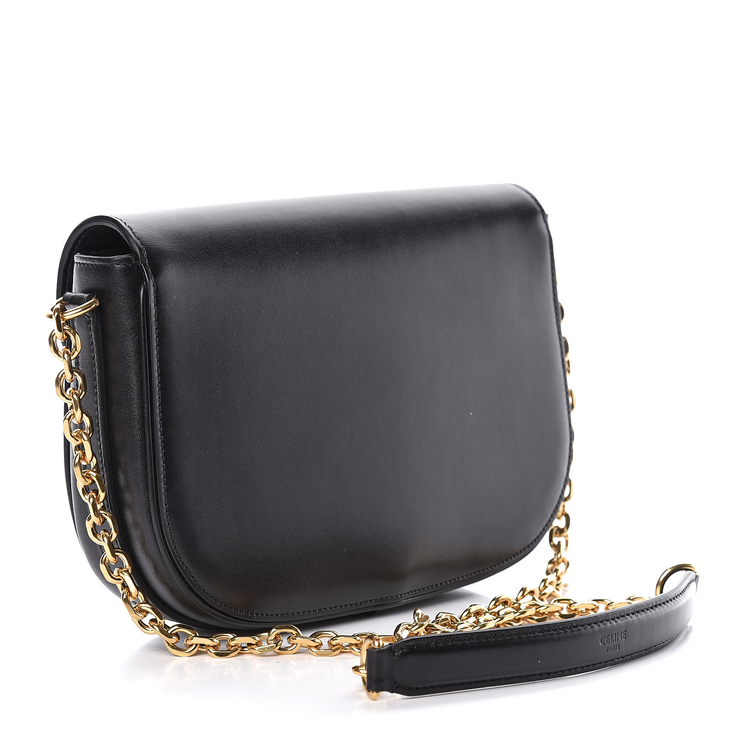 CELINE Shiny Calfskin Medium Chain Maillon Triomphe Black 476809