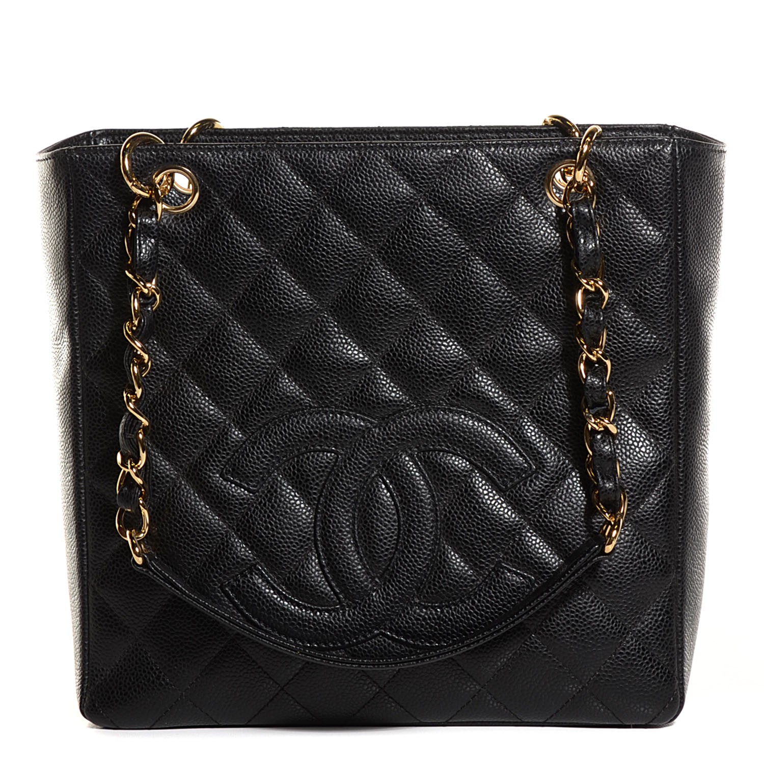 CHANEL Caviar Quilted Petit Shopping Tote PST Black 100780