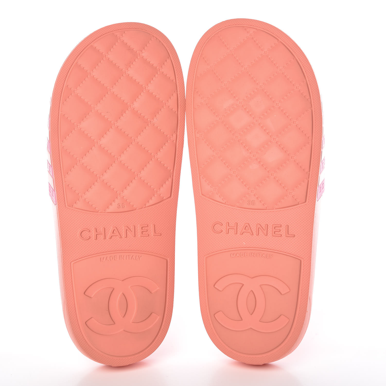 CHANEL Rubber CC Flat Slide Sandals 35 