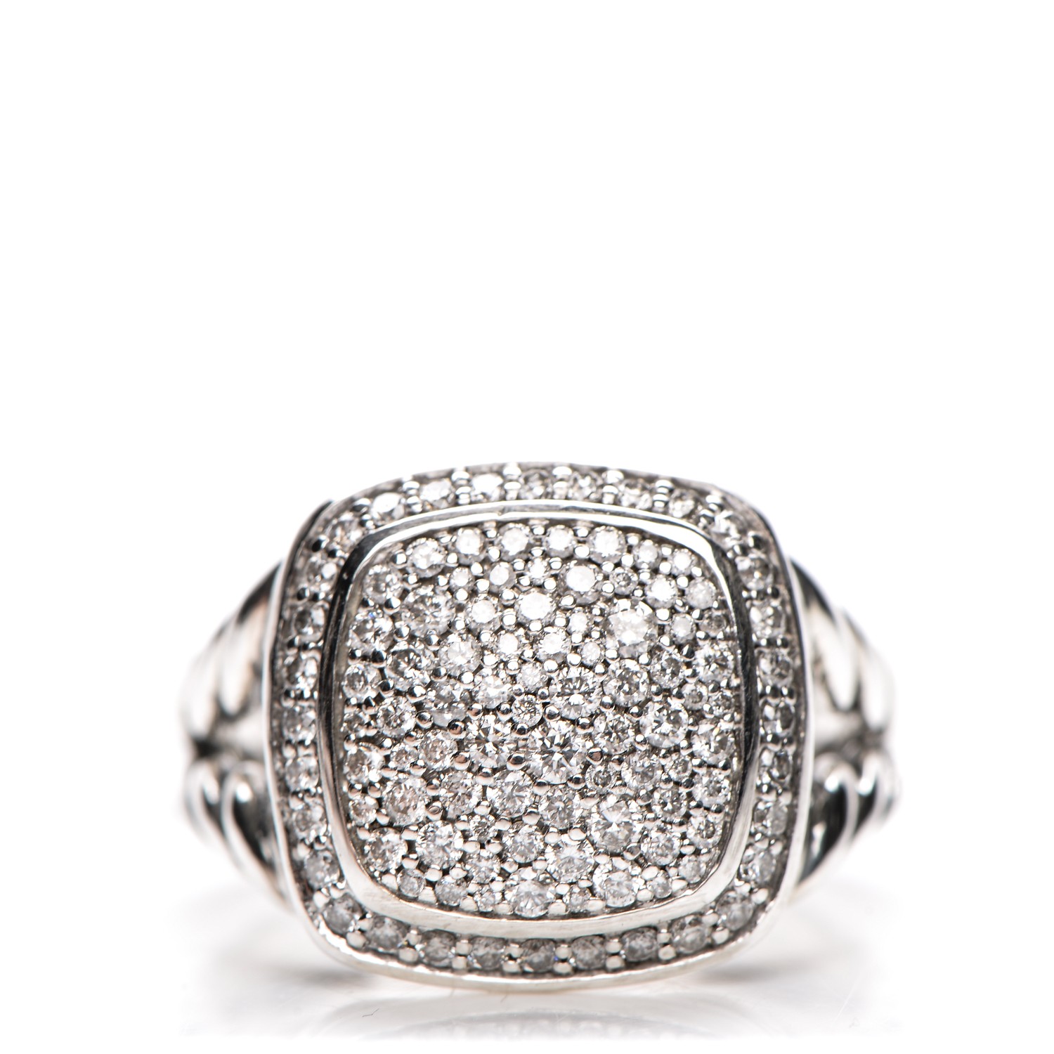 DAVID YURMAN Sterling Silver Pave Diamond 11mm Albion Ring 54 7 202441 ...