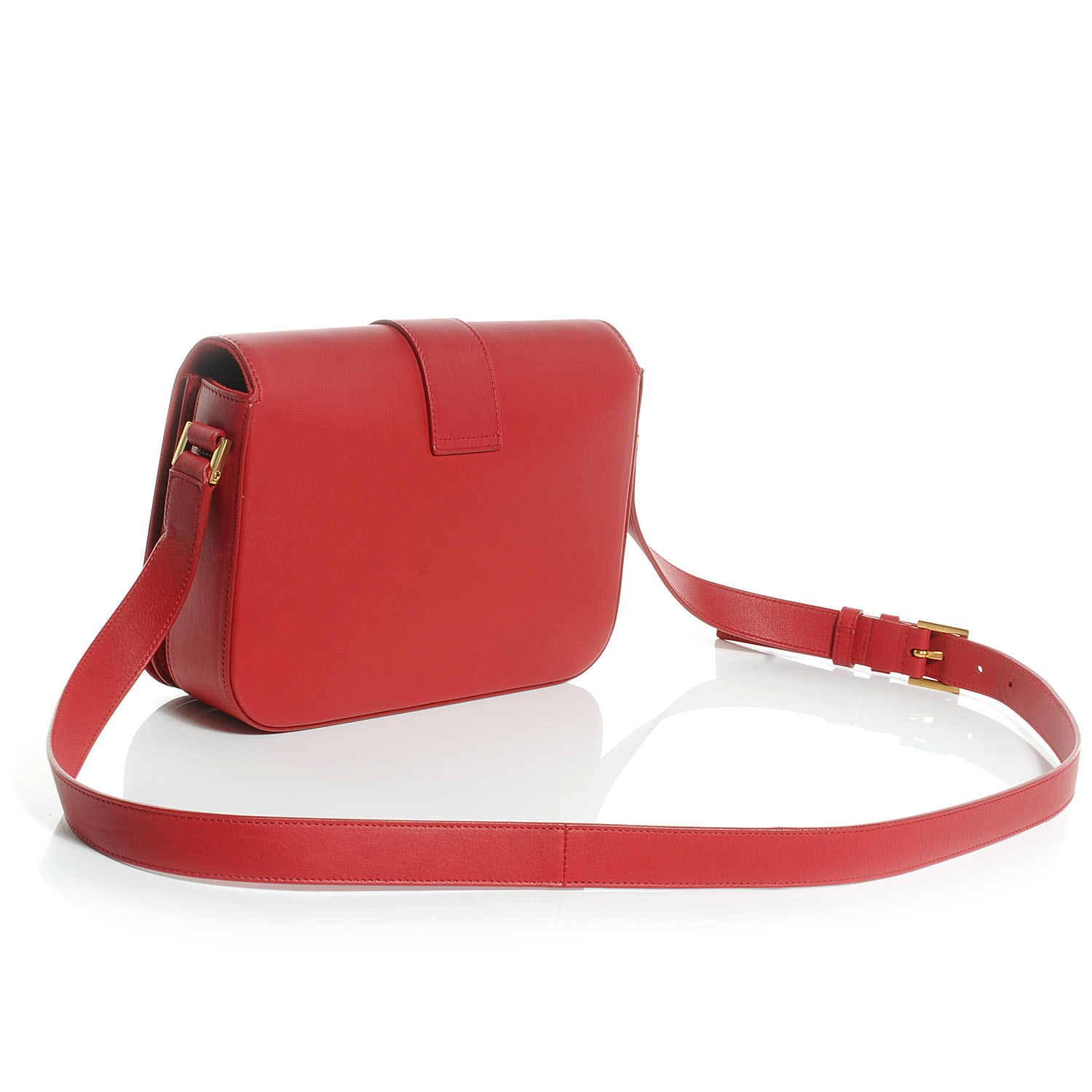 SAINT LAURENT Leather Classic Y Satchel Red 58127