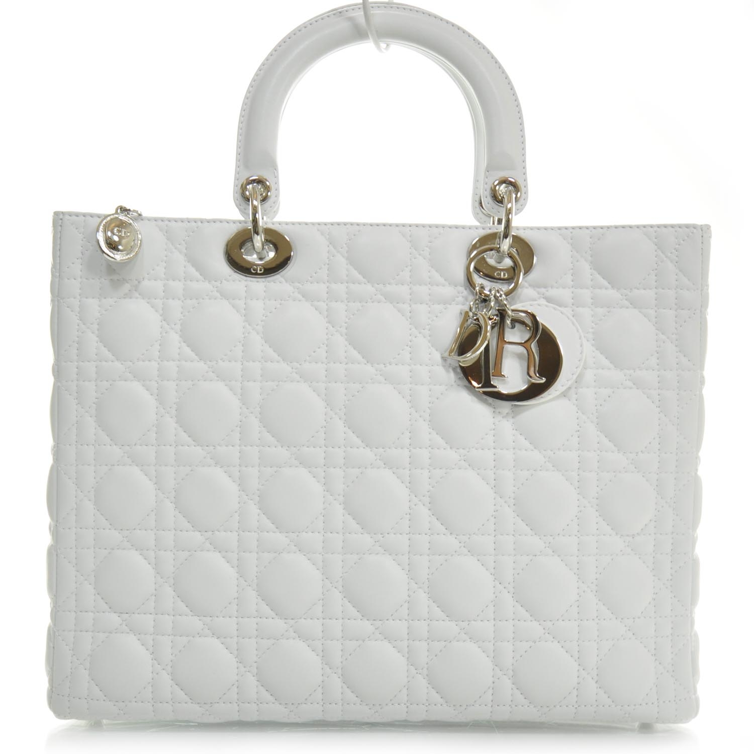 CHRISTIAN DIOR Lambskin Cannage Large Lady Dior White 24275