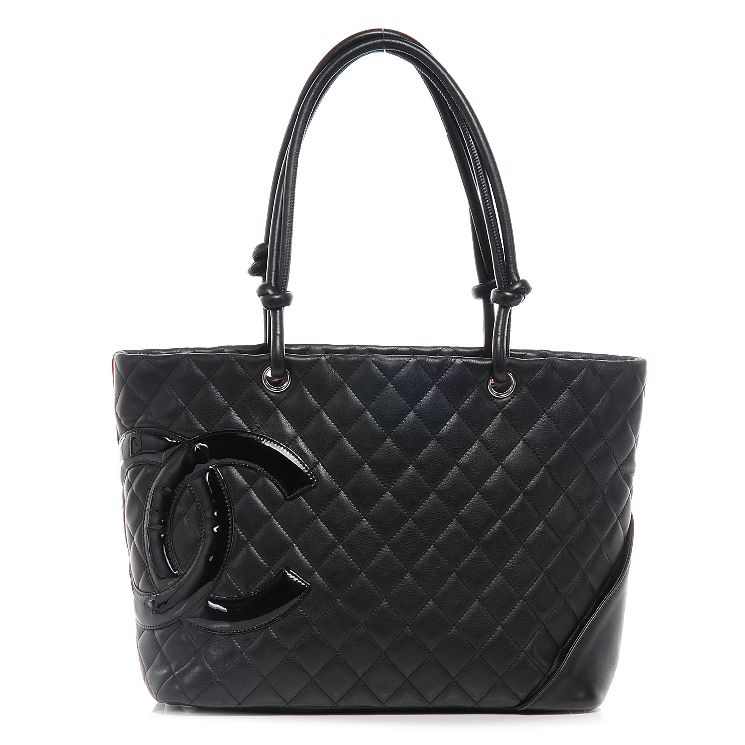 CHANEL Calfskin Quilted Large Cambon Tote Black 55096