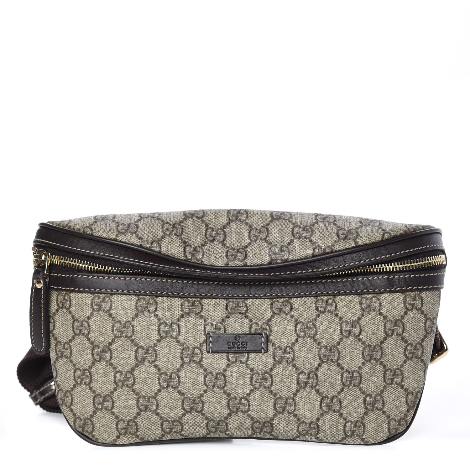 GUCCI GG Supreme Monogram Belt Bag Dark Brown 371112