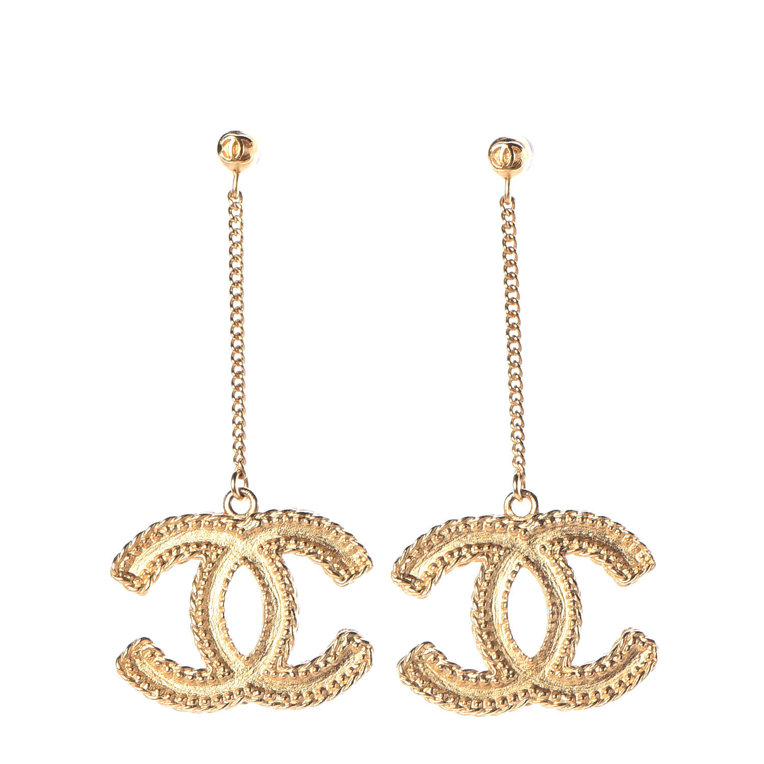 CHANEL CC Drop Earrings Matte Gold 382905