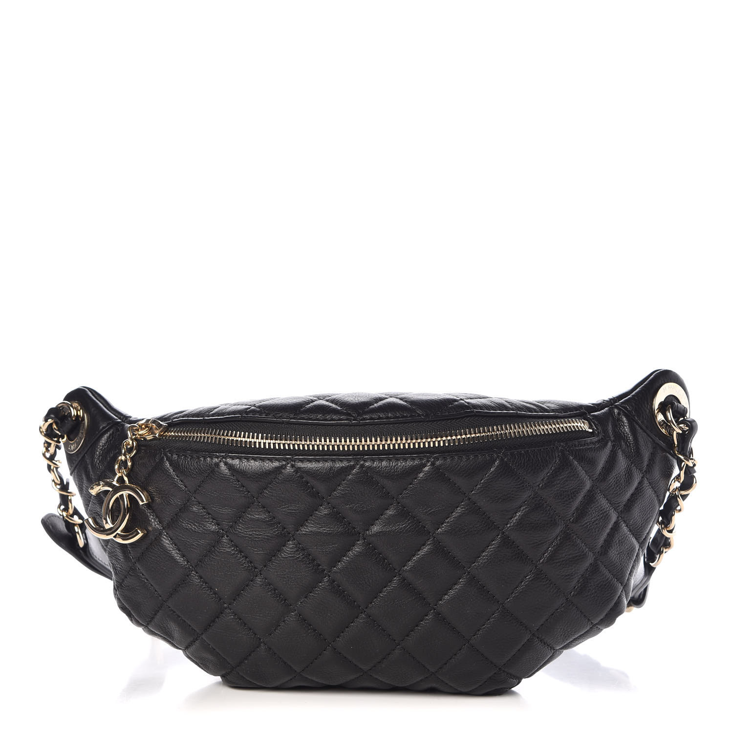 CHANEL Calfskin Quilted Banane Waist Bag Fanny Pack Black 379753 ...