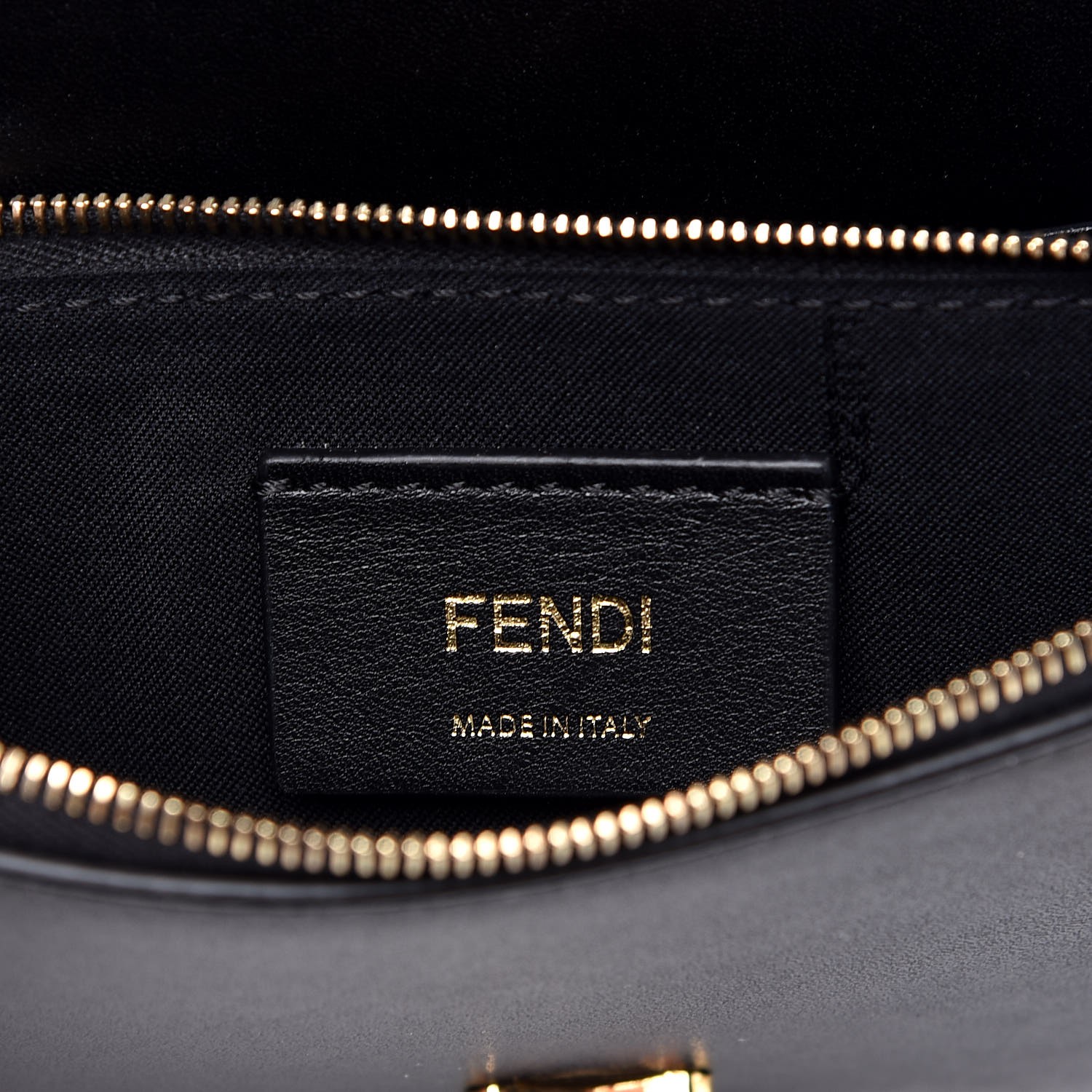 FENDI Vitello Zucca Embossed Wallet On Chain Black Maya 306904