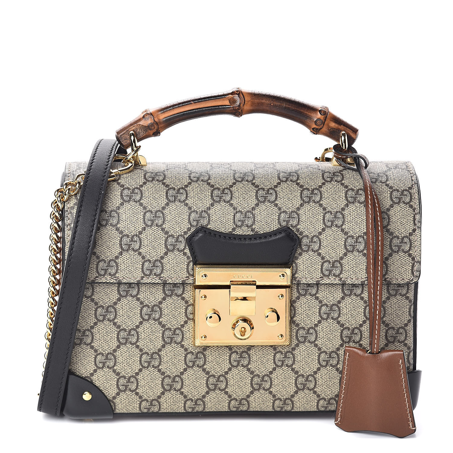 gucci padlock small bamboo shoulder bag