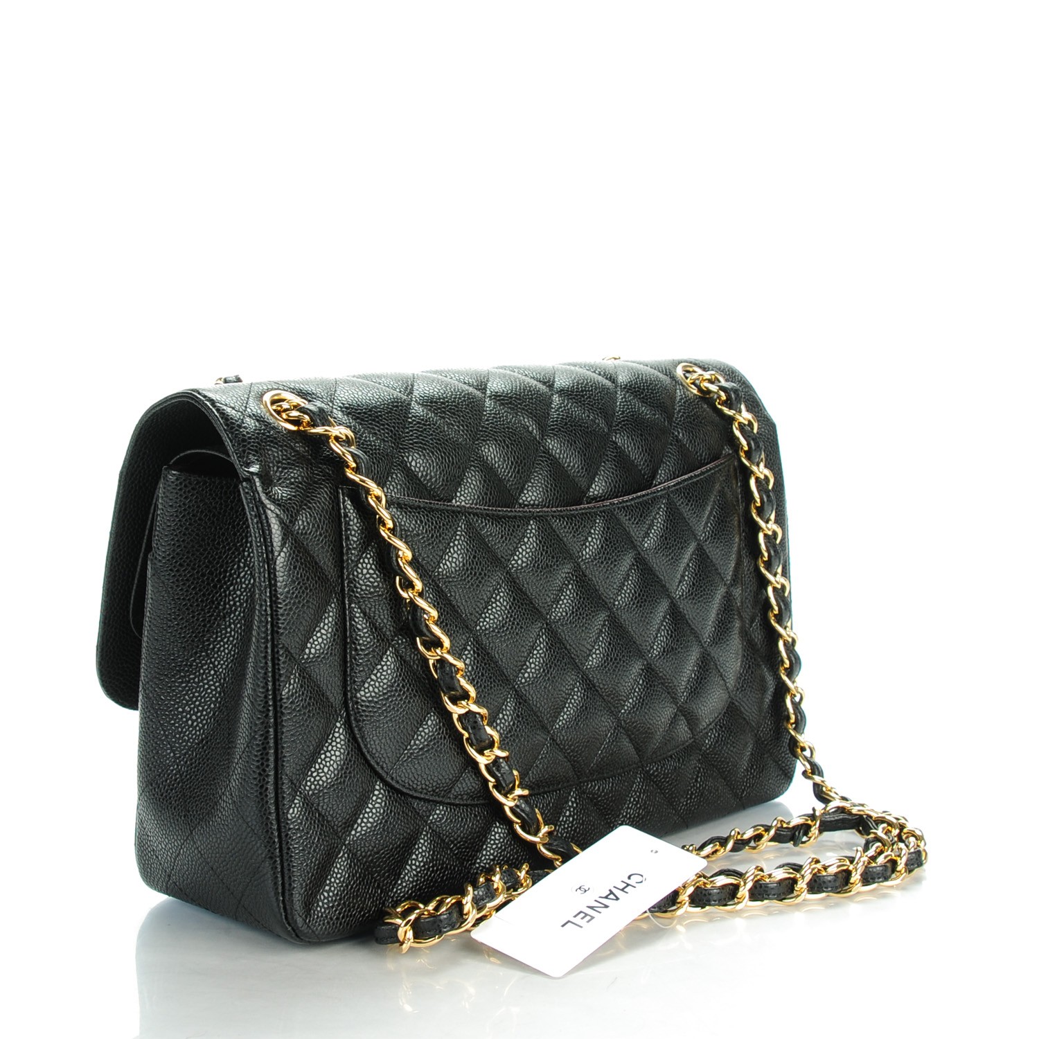 CHANEL Caviar Quilted Jumbo Double Flap Black 146196